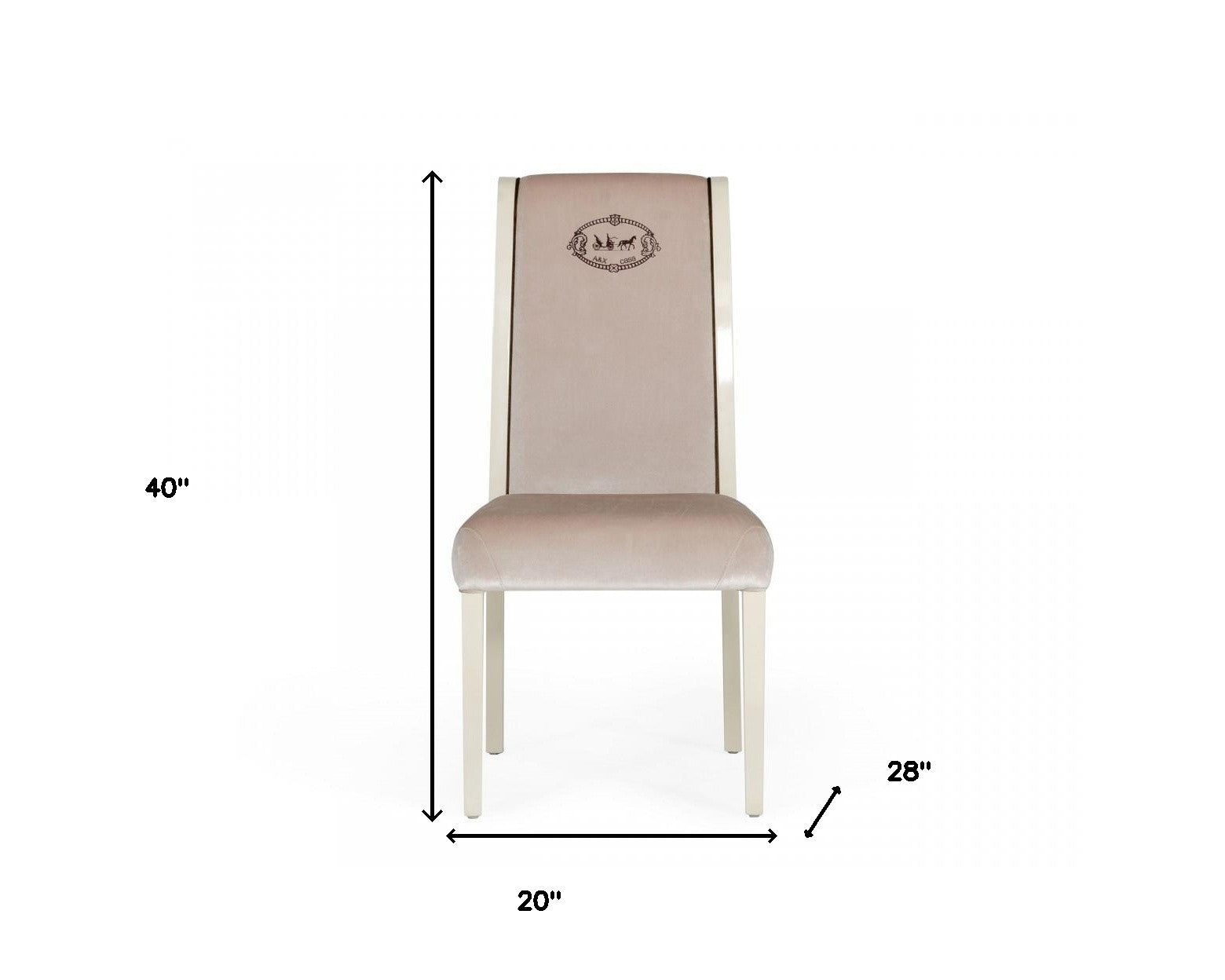 Set of Two Off White And Champagne Upholstered Velvet Dining Side Chairs