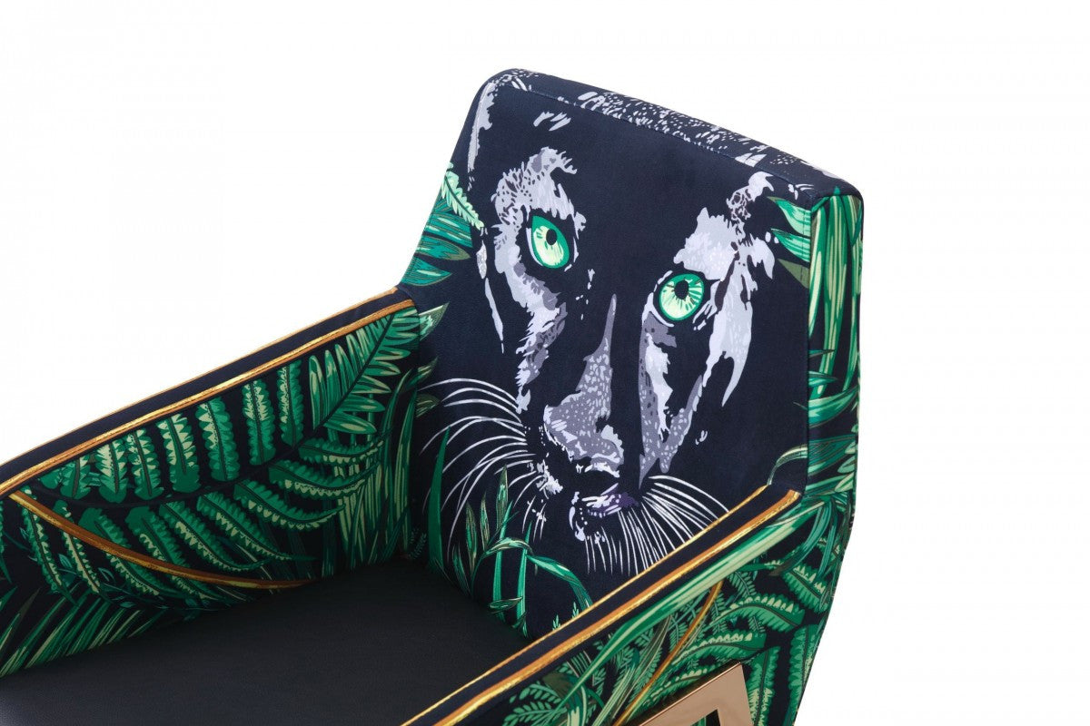 Green and Black And Rose Gold Upholstered Velvet Dining Arm Chair