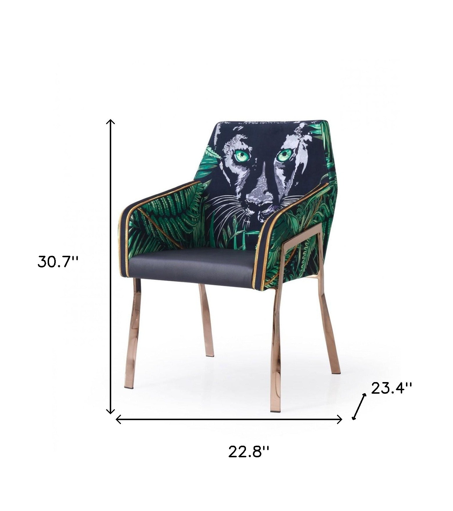 Green and Black And Rose Gold Upholstered Velvet Dining Arm Chair
