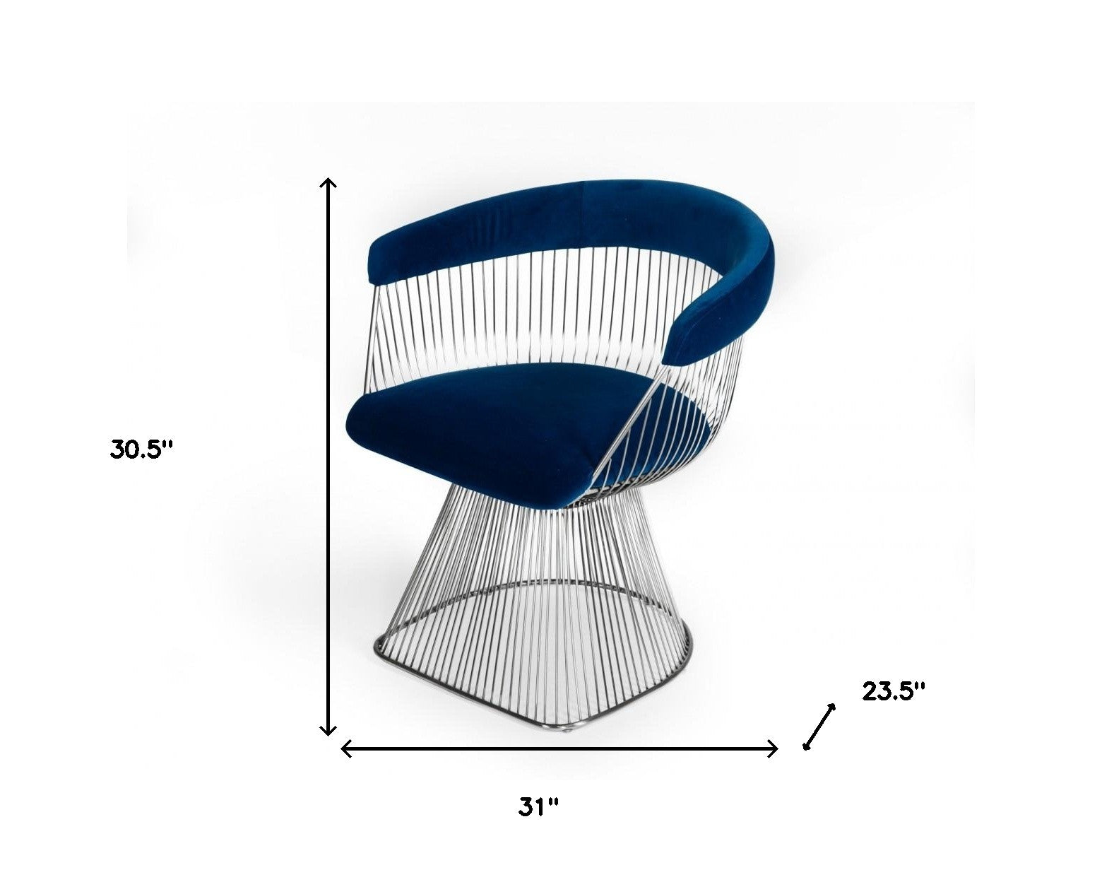 Blue And Silver Velvet Steel Windsor Back Dining Arm Chair