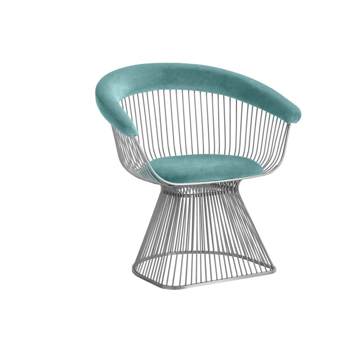 Teal And Silver Velvet Steel Windsor Back Dining Arm Chair