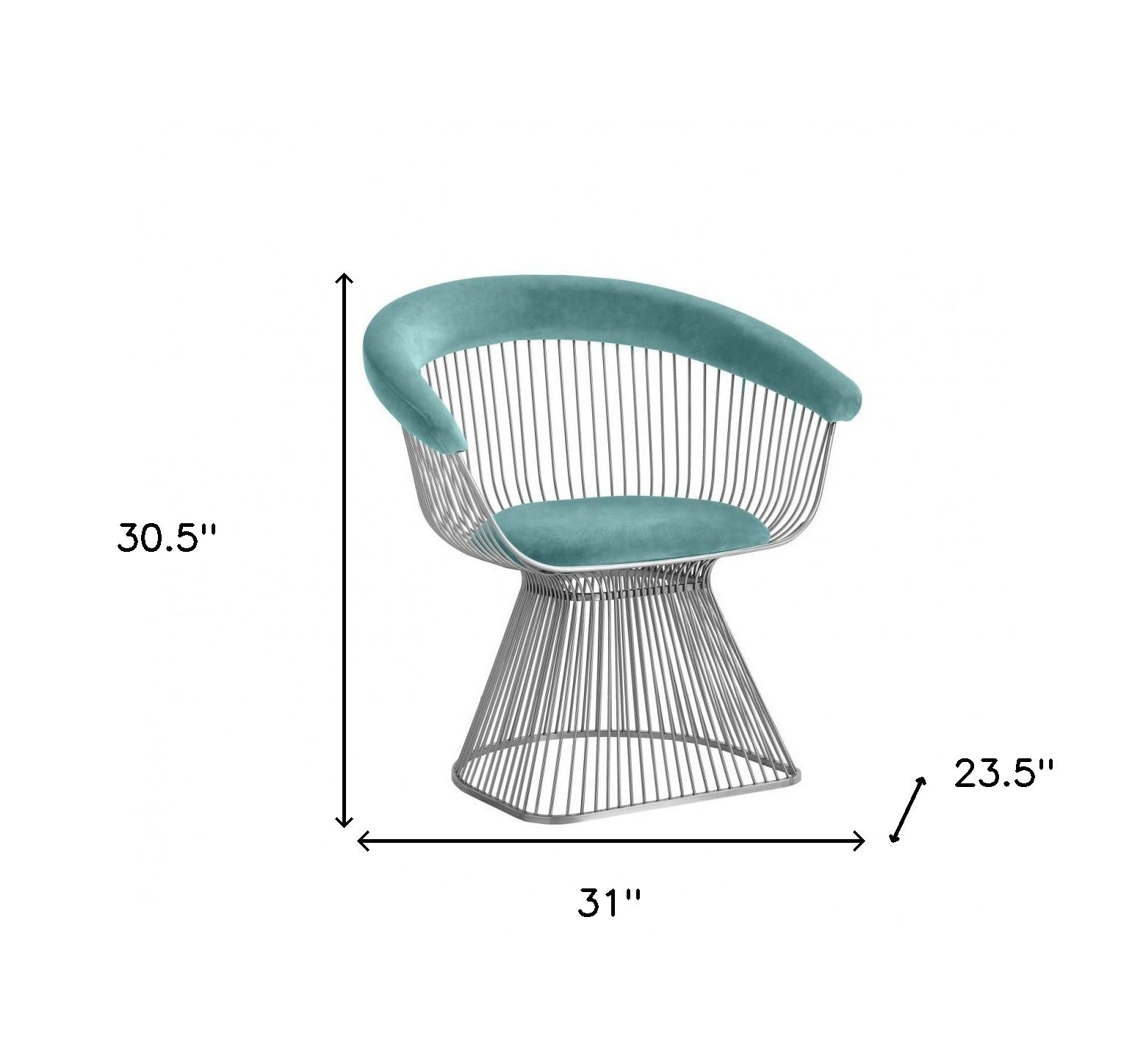 Teal And Silver Velvet Steel Windsor Back Dining Arm Chair