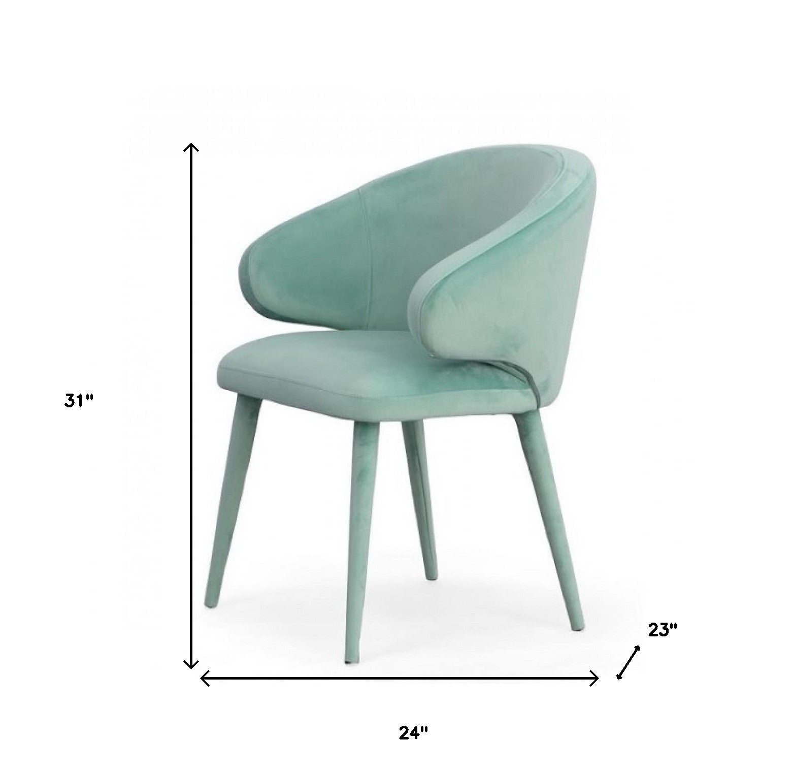 Aqua Upholstered Velvet Wing Back Dining Arm Chair