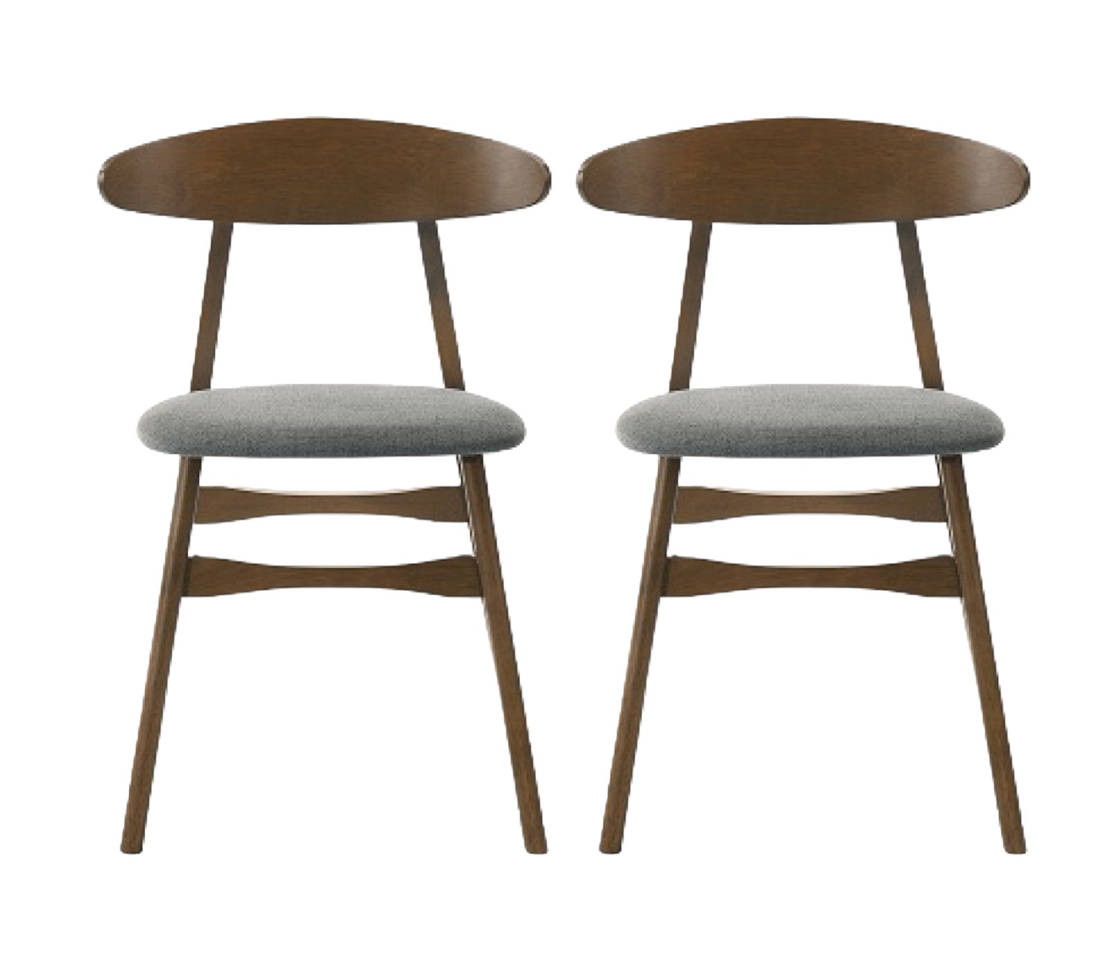 Set of Two Gray And Brown Upholstered Fabric Open Back Dining Side Chairs