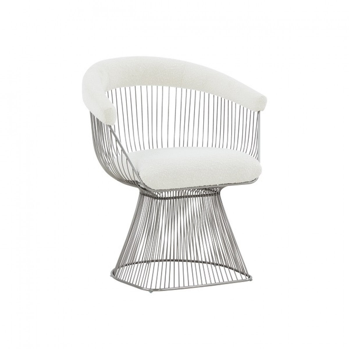 White And Silver Fabric Steel Windsor Back Dining Side Chair