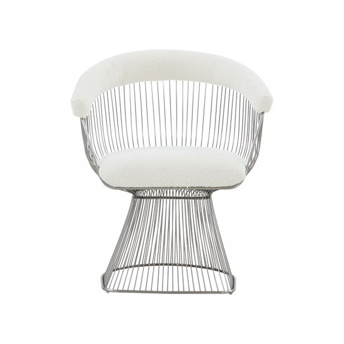 White And Silver Fabric Steel Windsor Back Dining Side Chair
