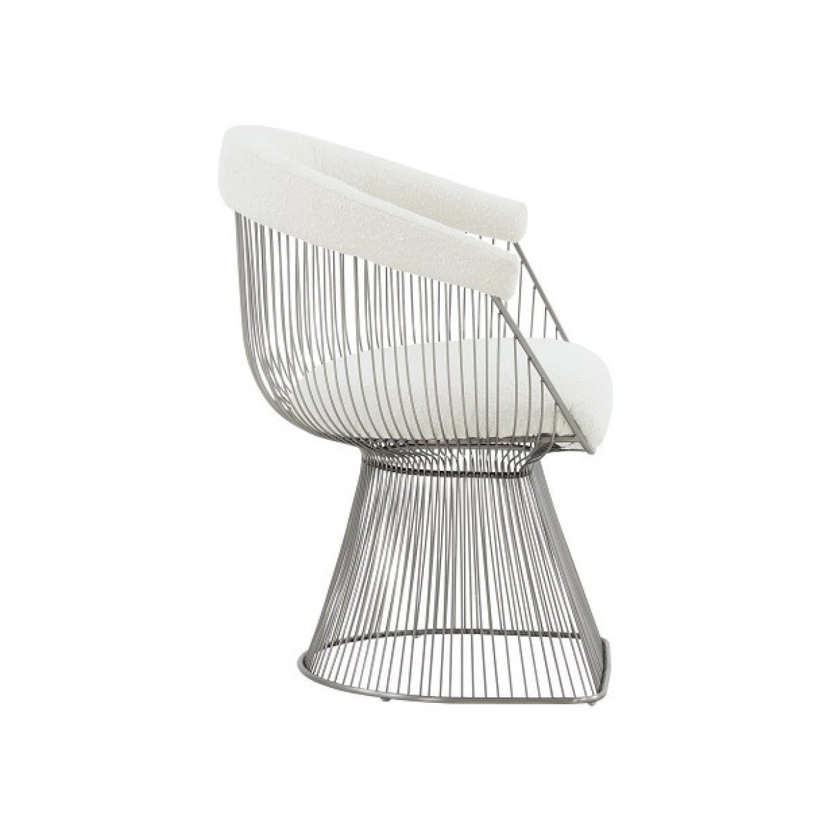 White And Silver Fabric Steel Windsor Back Dining Side Chair