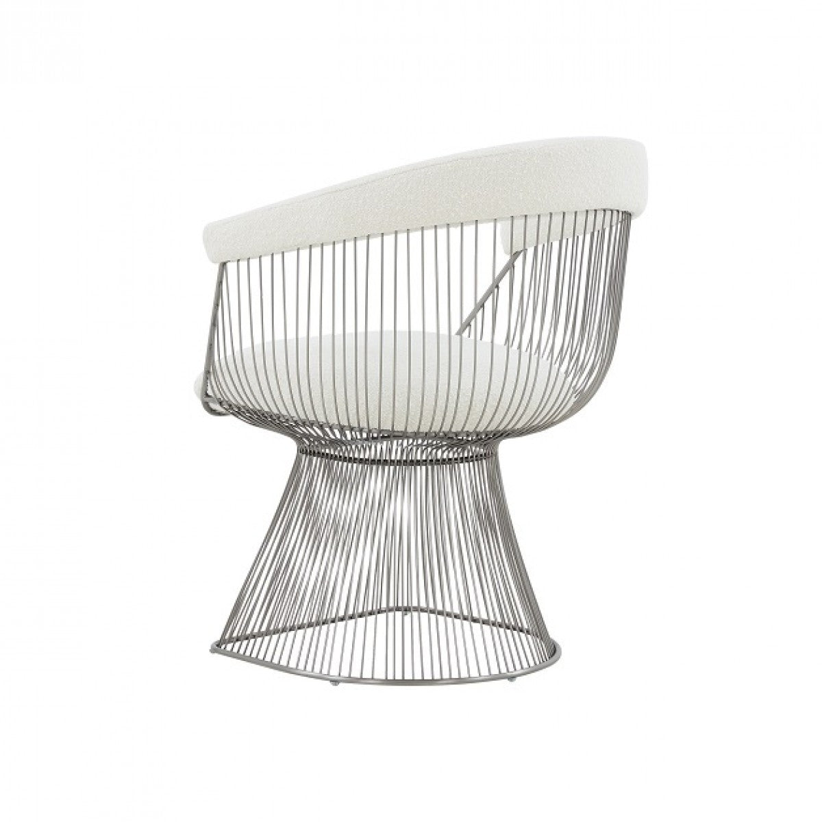 White And Silver Fabric Steel Windsor Back Dining Side Chair