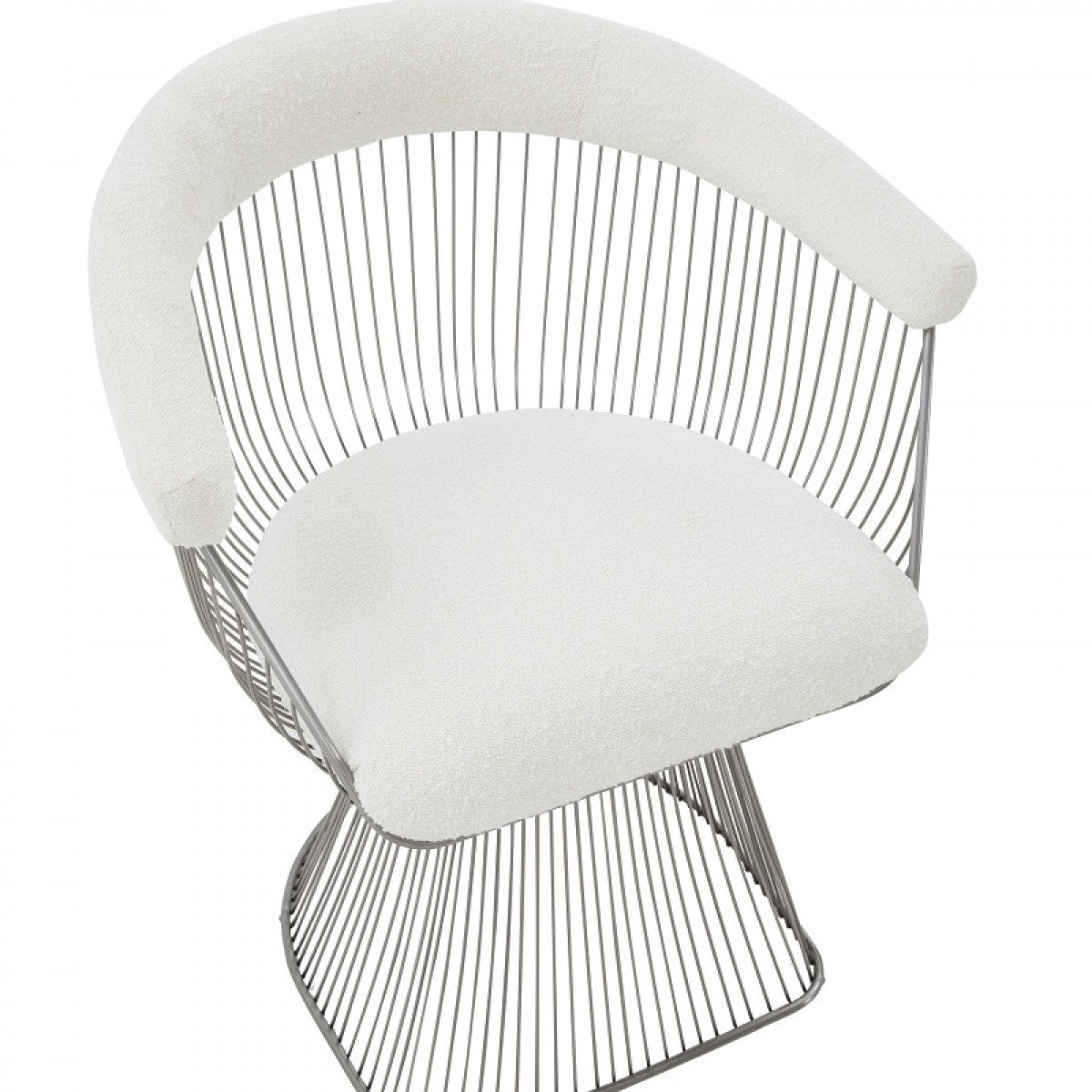 White And Silver Fabric Steel Windsor Back Dining Side Chair