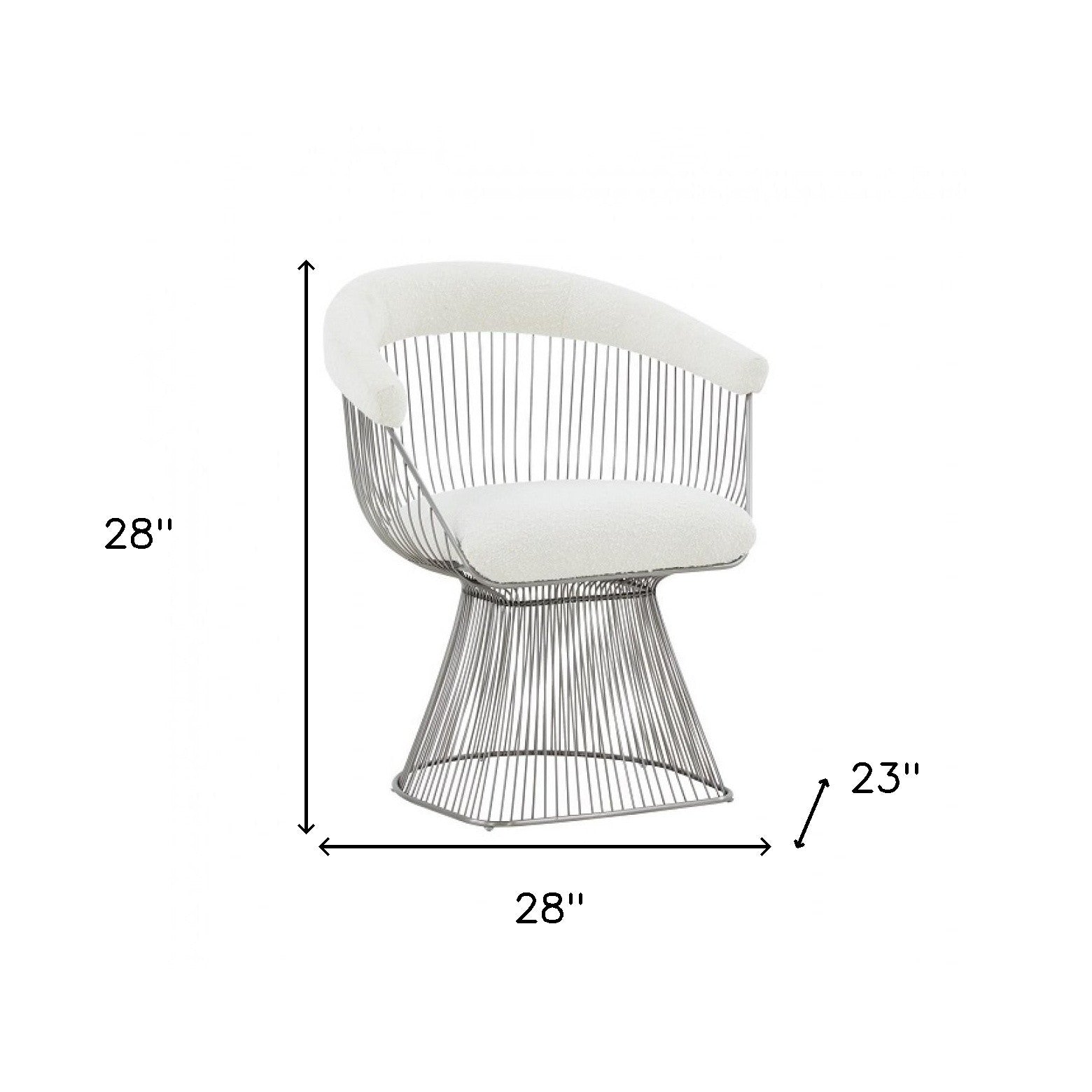White And Silver Fabric Steel Windsor Back Dining Side Chair