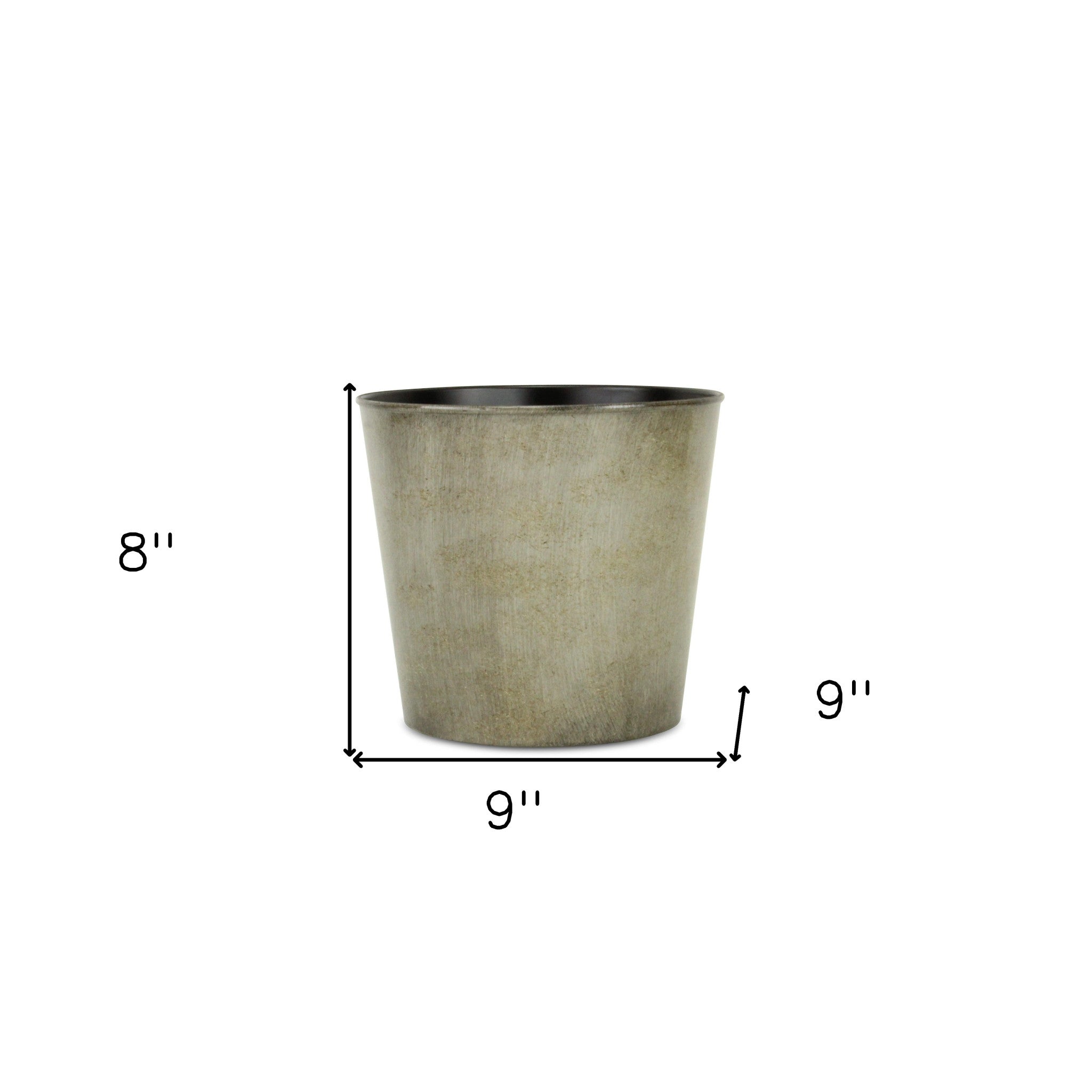 9" Gray Recycled Plastic Indoor Outdoor Round Pot Planter