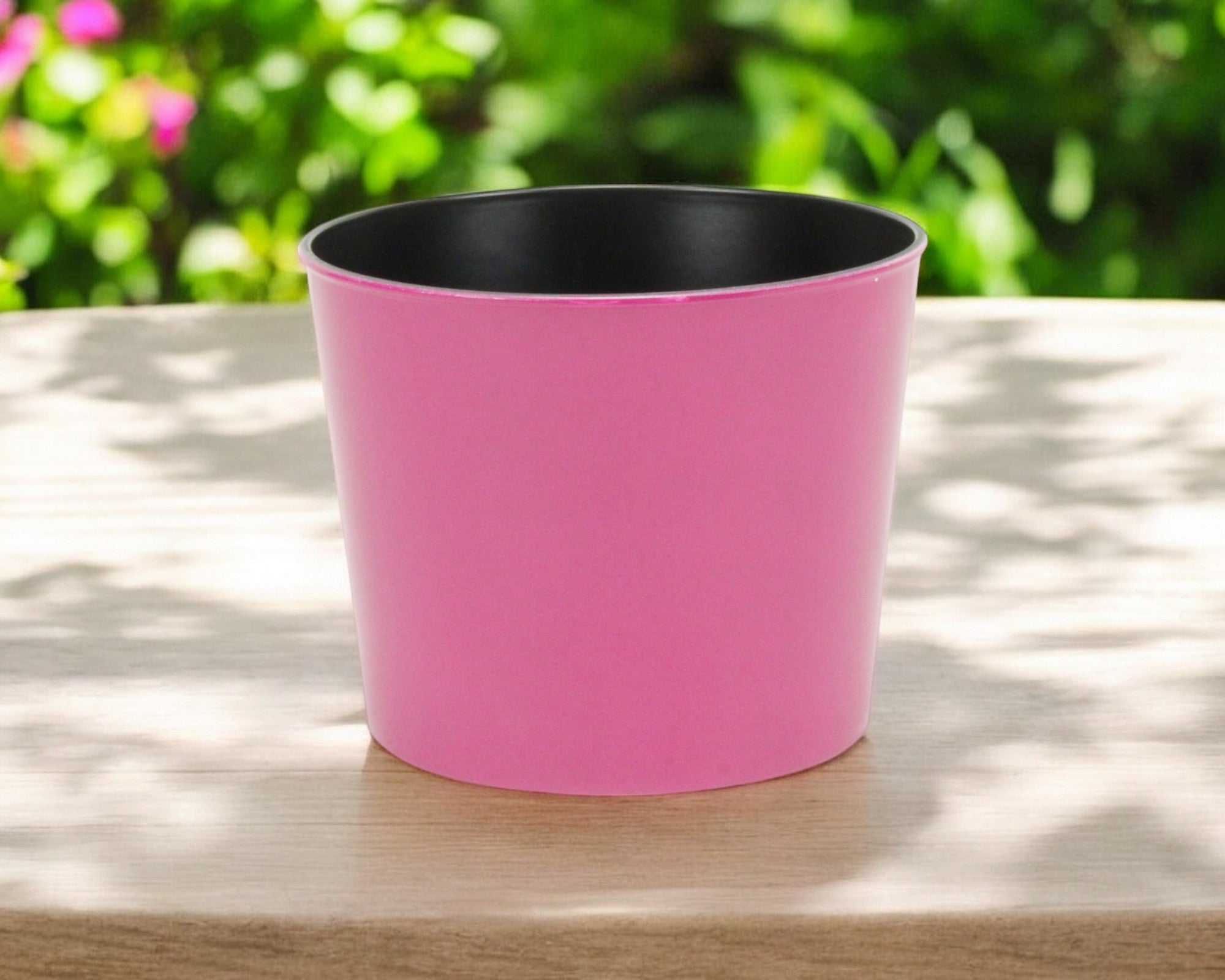 7" Hot Pink Recycled Plastic Indoor Outdoor Round Pot Planter