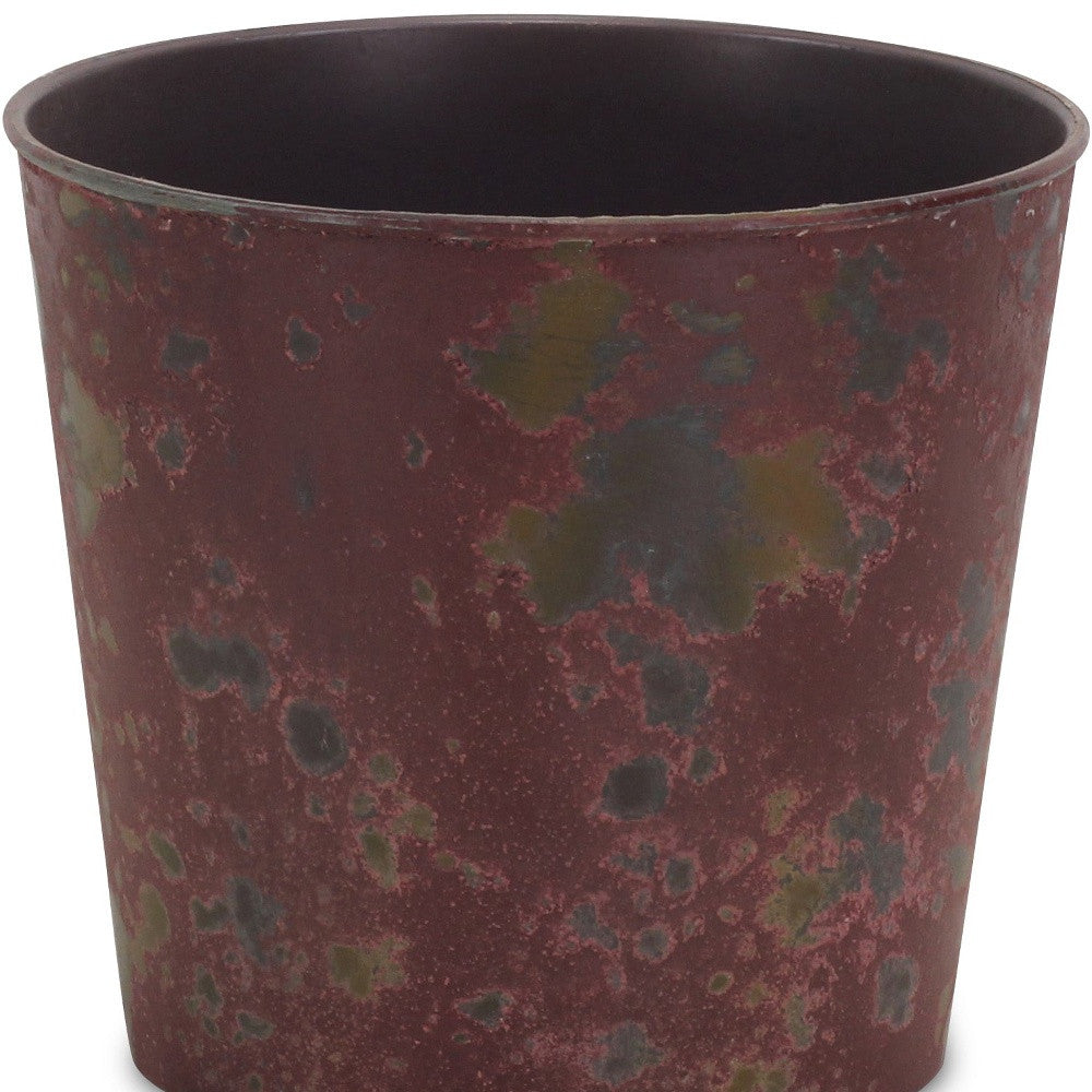 7" Red Recycled Plastic Indoor Outdoor Round Pot Planter