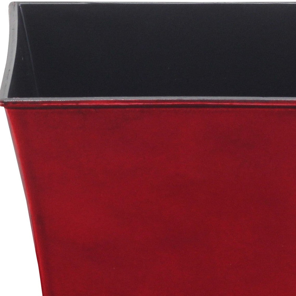 7" Red Recycled Plastic Indoor Outdoor Square Pot Planter