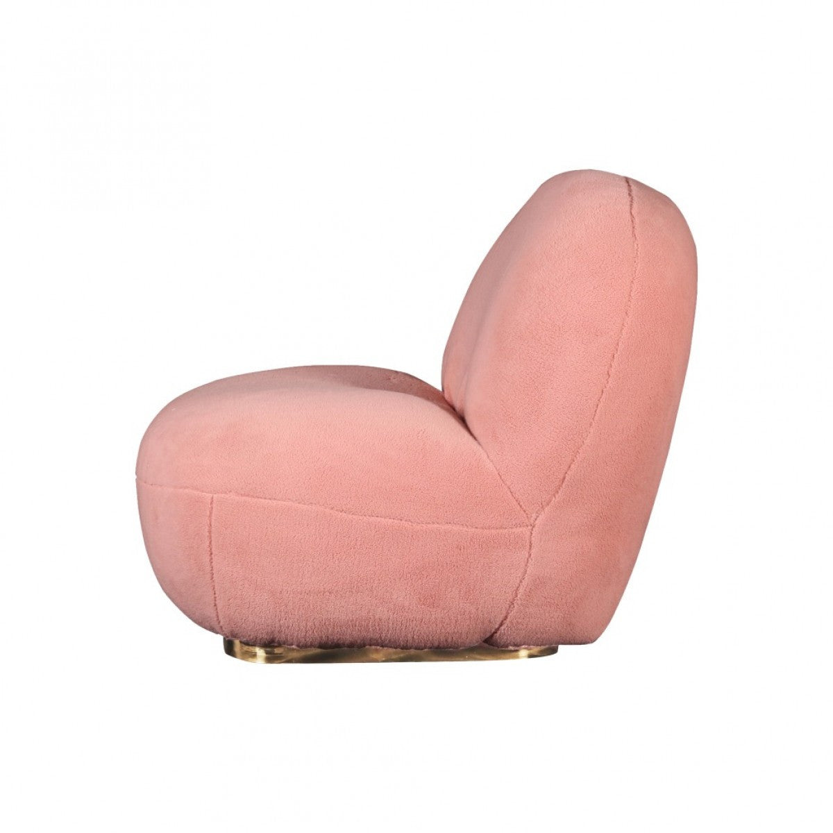 30" Pink And Gold Sherpa Swivel Lounge Chair