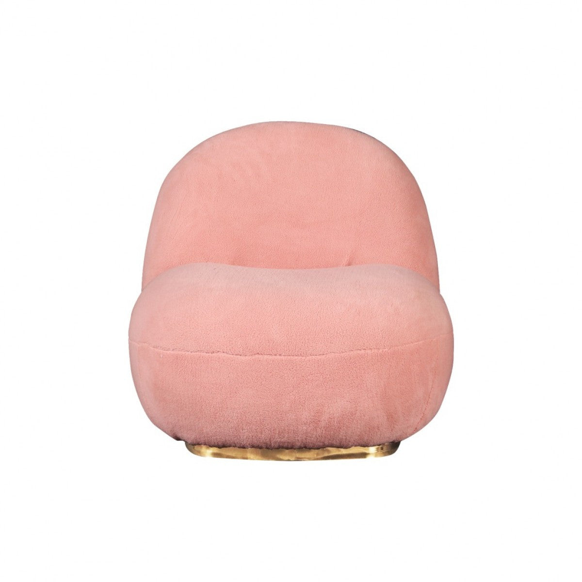30" Pink And Gold Sherpa Swivel Lounge Chair