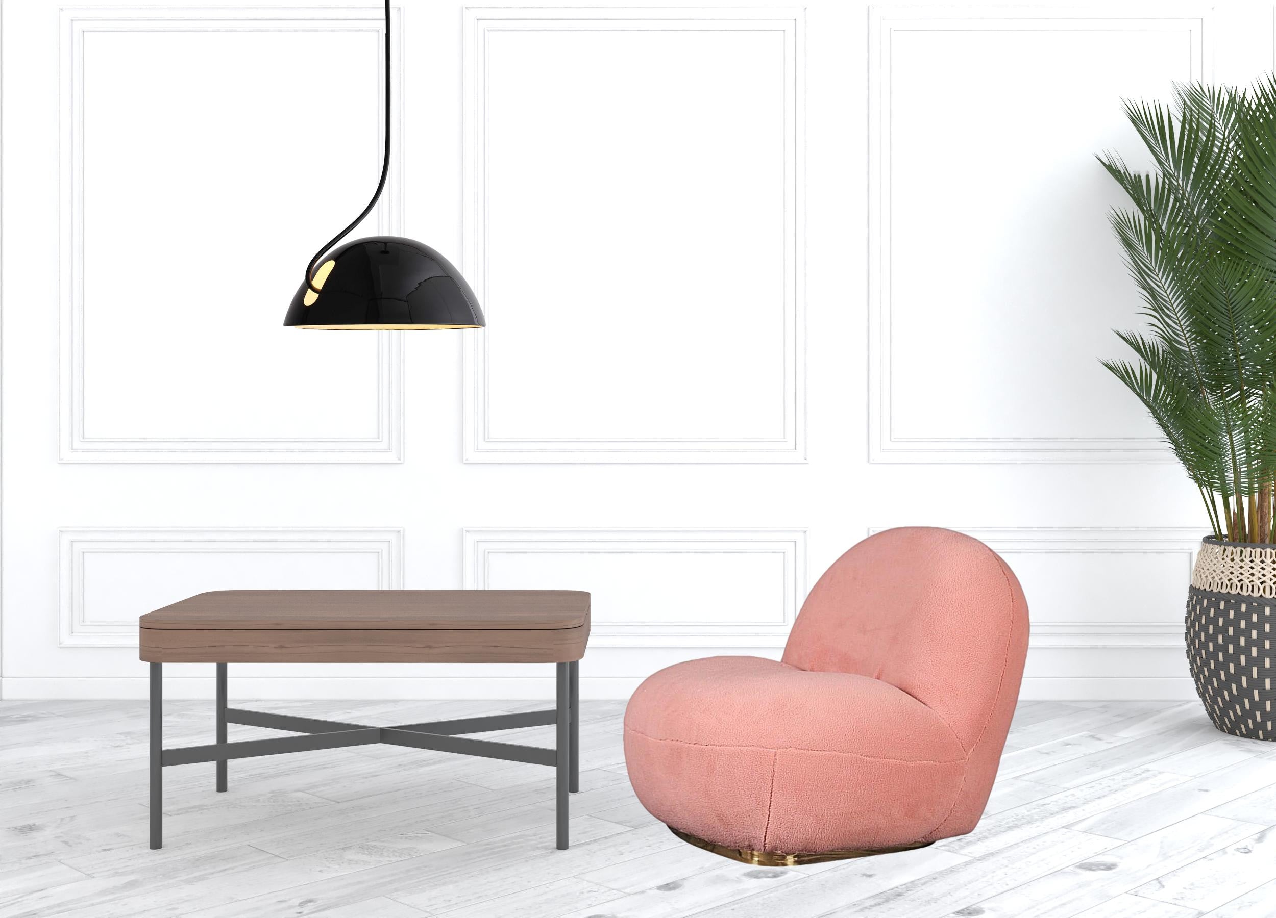 30" Pink And Gold Sherpa Swivel Lounge Chair