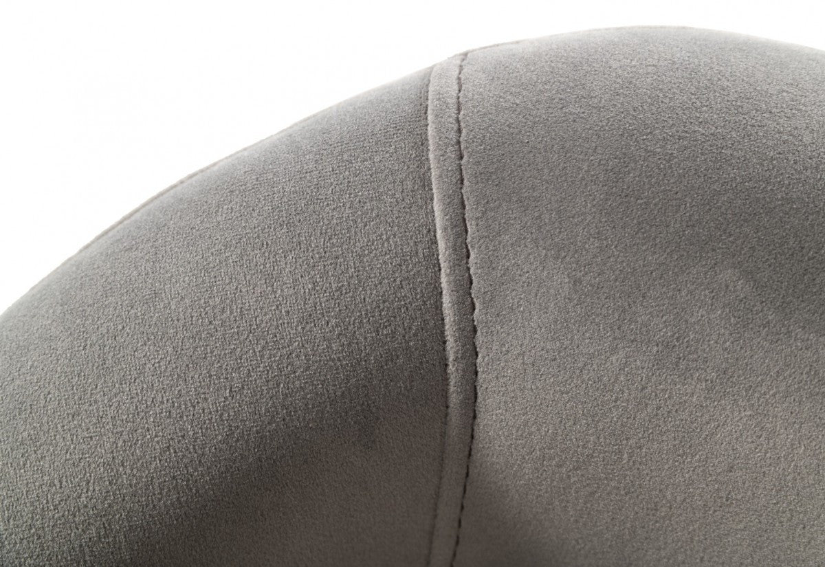 25" Gray And Silver Velvet Arm Chair