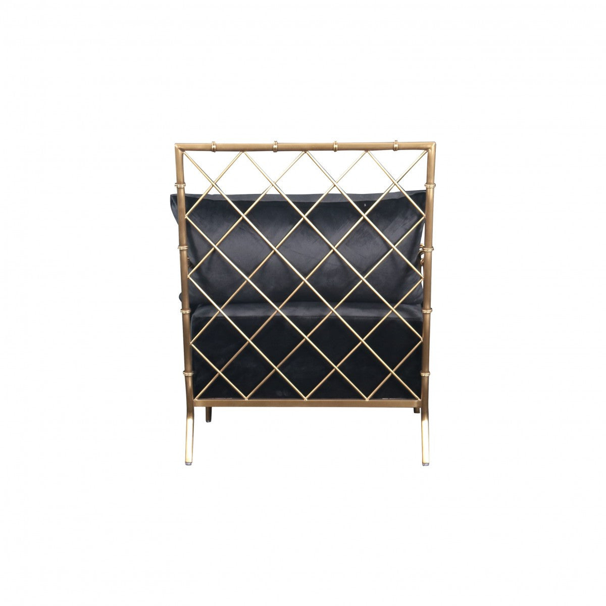 25" Black And Gold Velvet Arm Chair