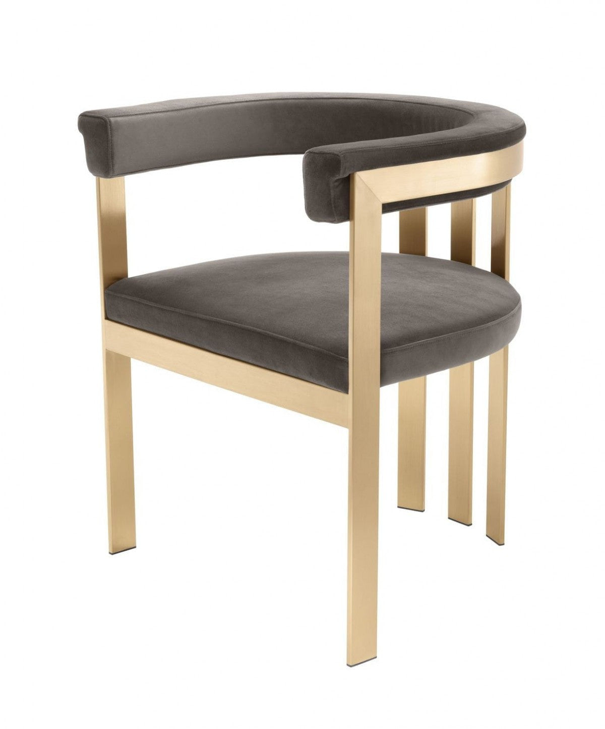 24" Gray And Gold Velvet Arm Chair