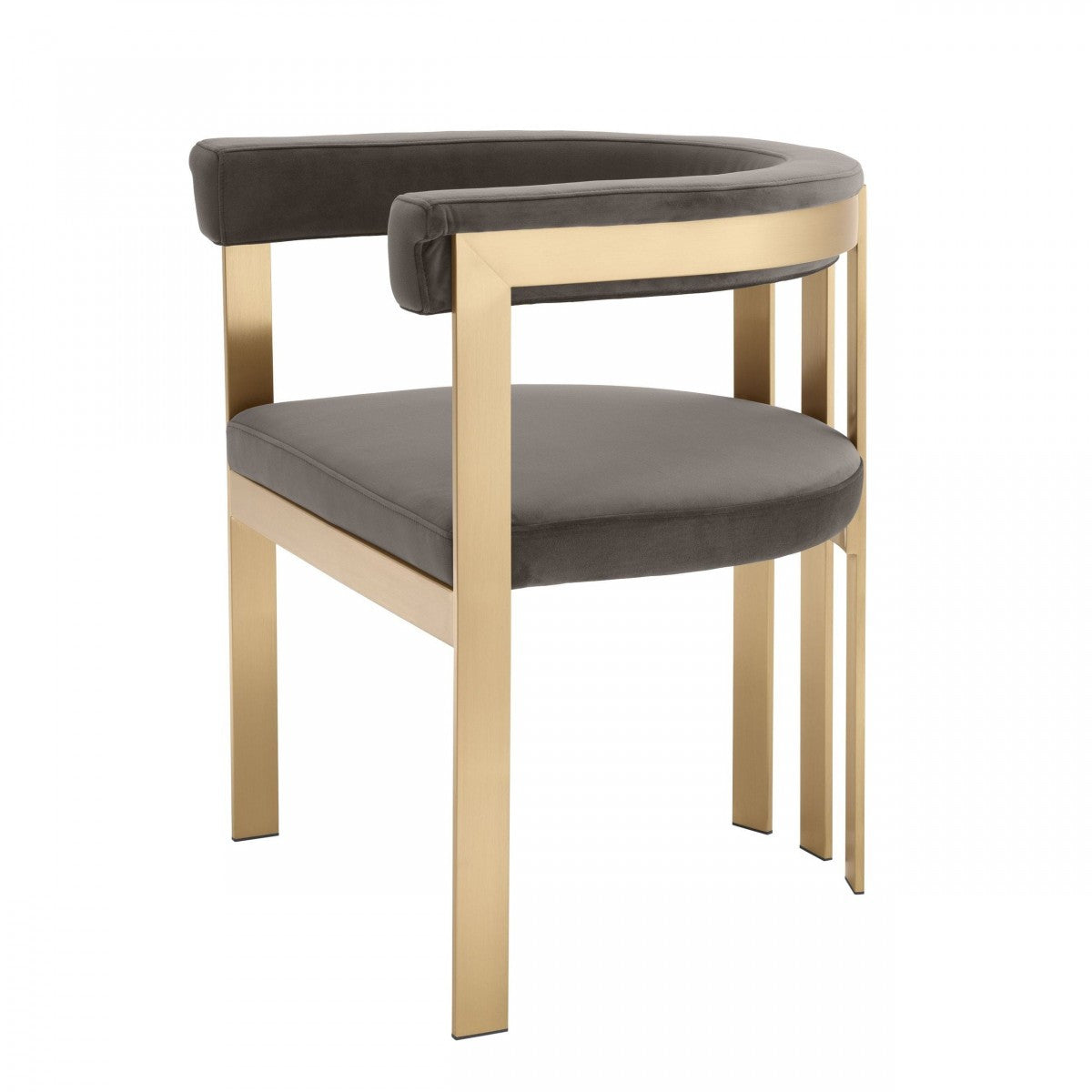 24" Gray And Gold Velvet Arm Chair