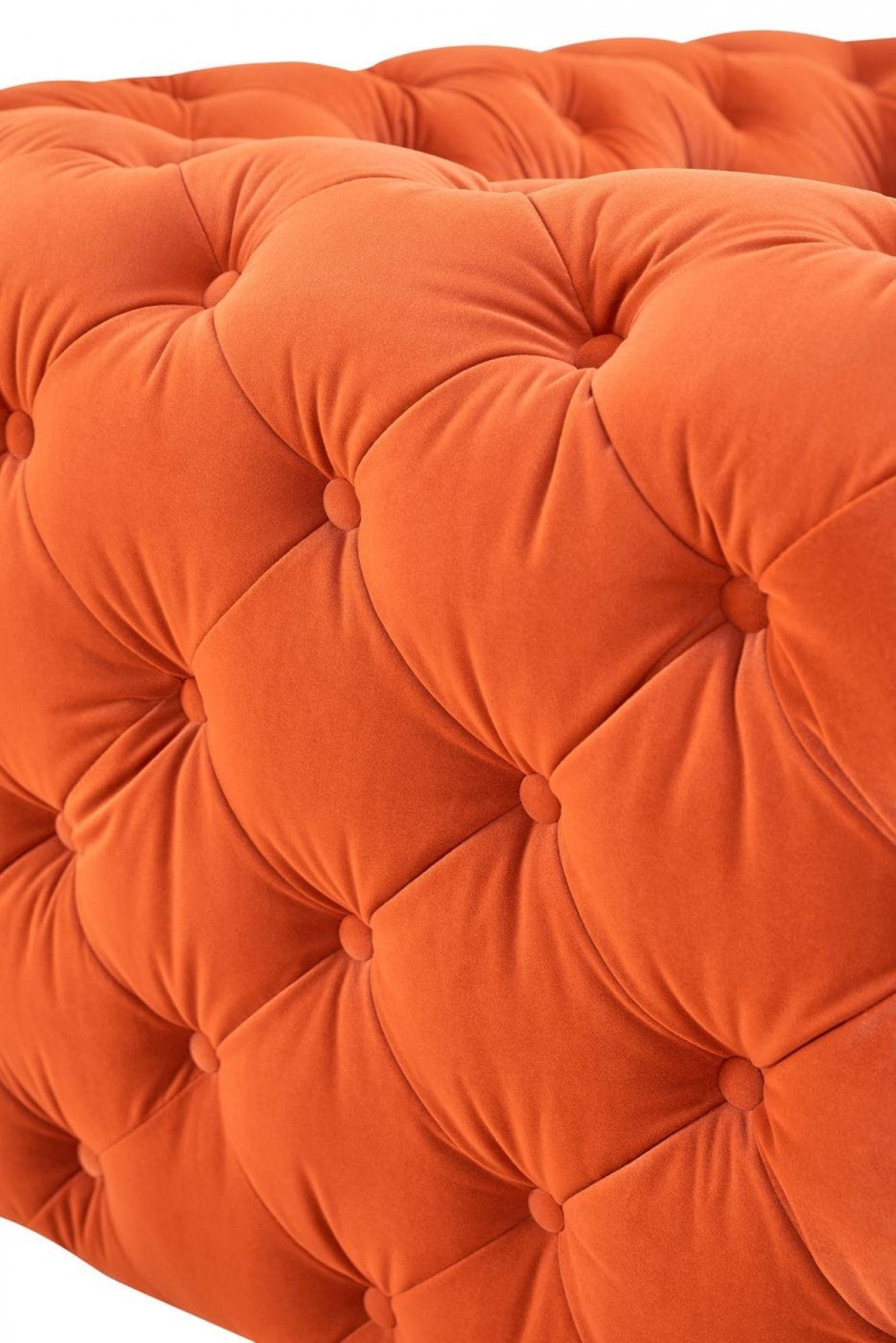 50" Orange And Silver Velvet Tufted Arm Chair