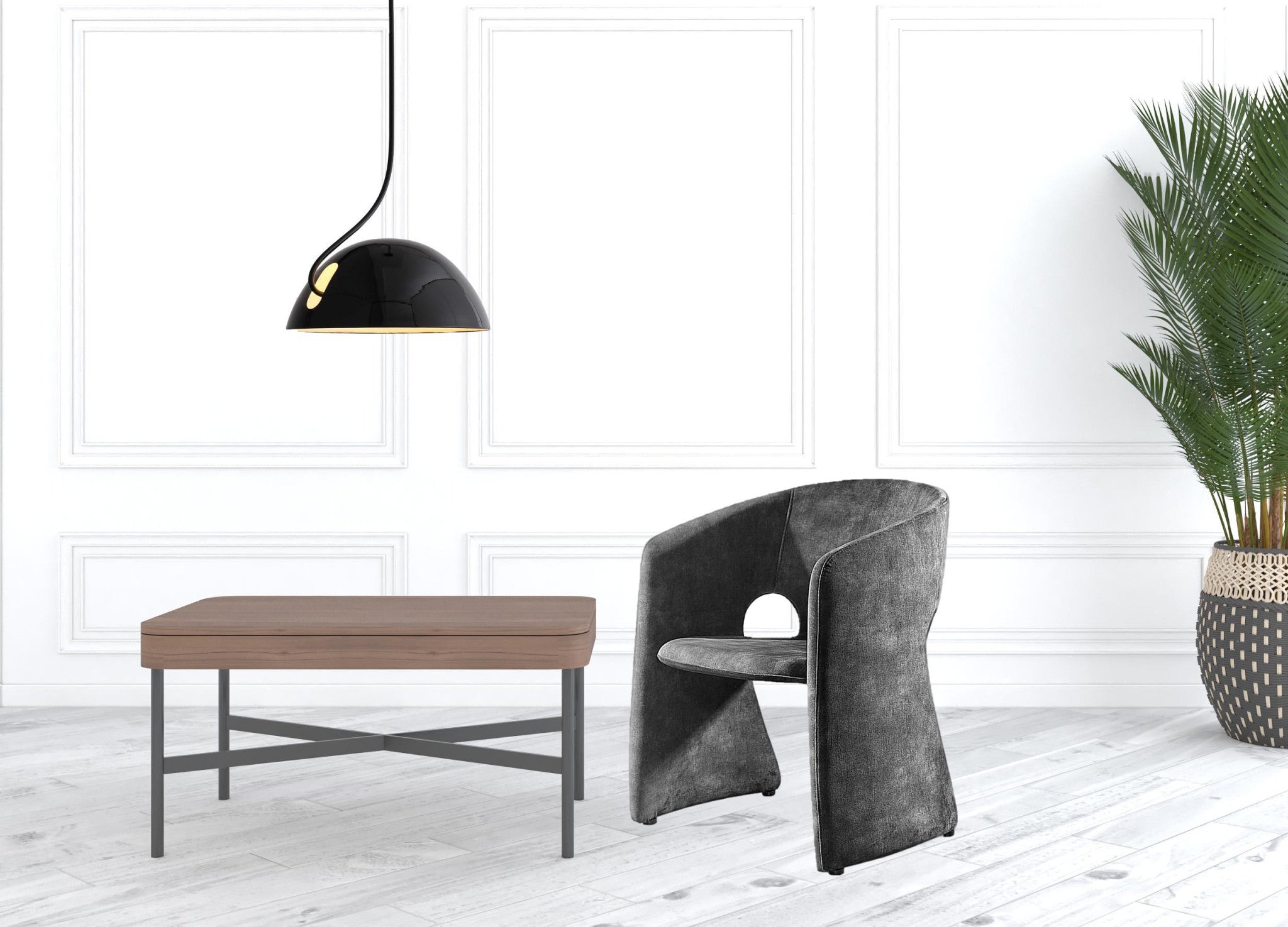 24" Dark Slate Gray Velvet Barrel Chair