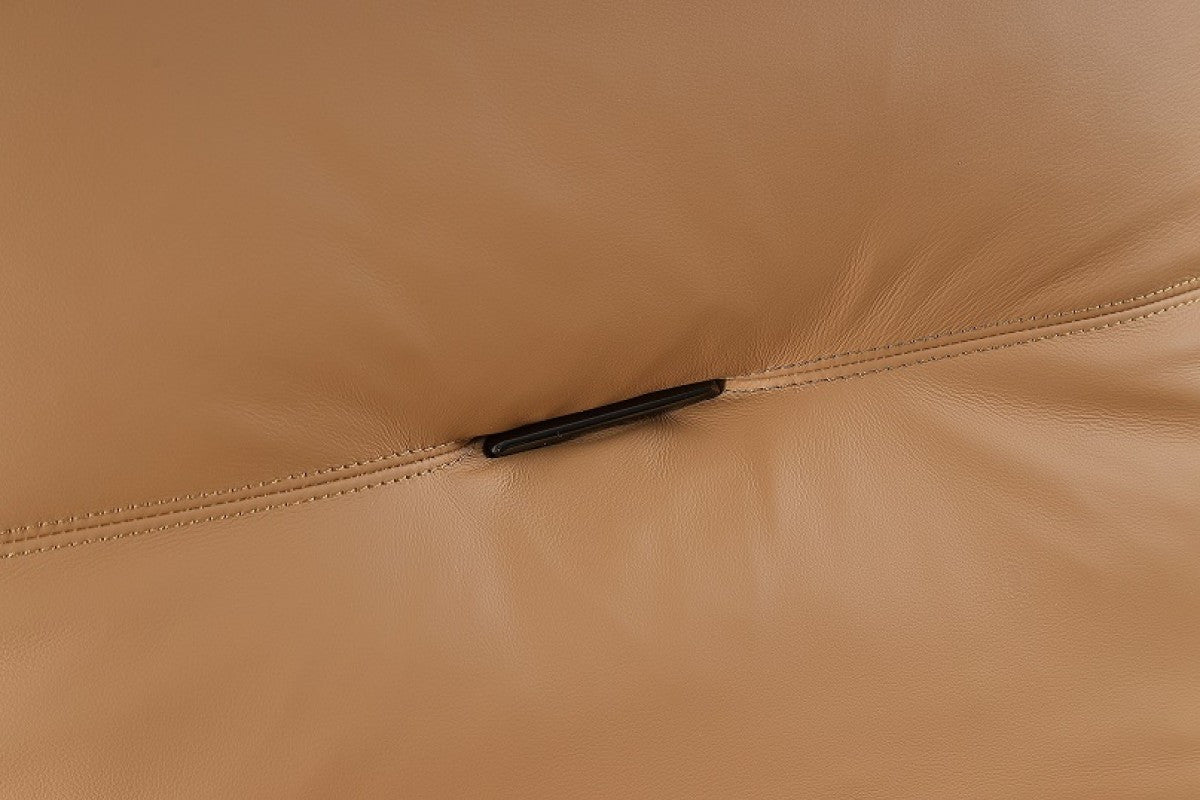 28" Camel And Black Top Grain Leather Tufted Arm Chair