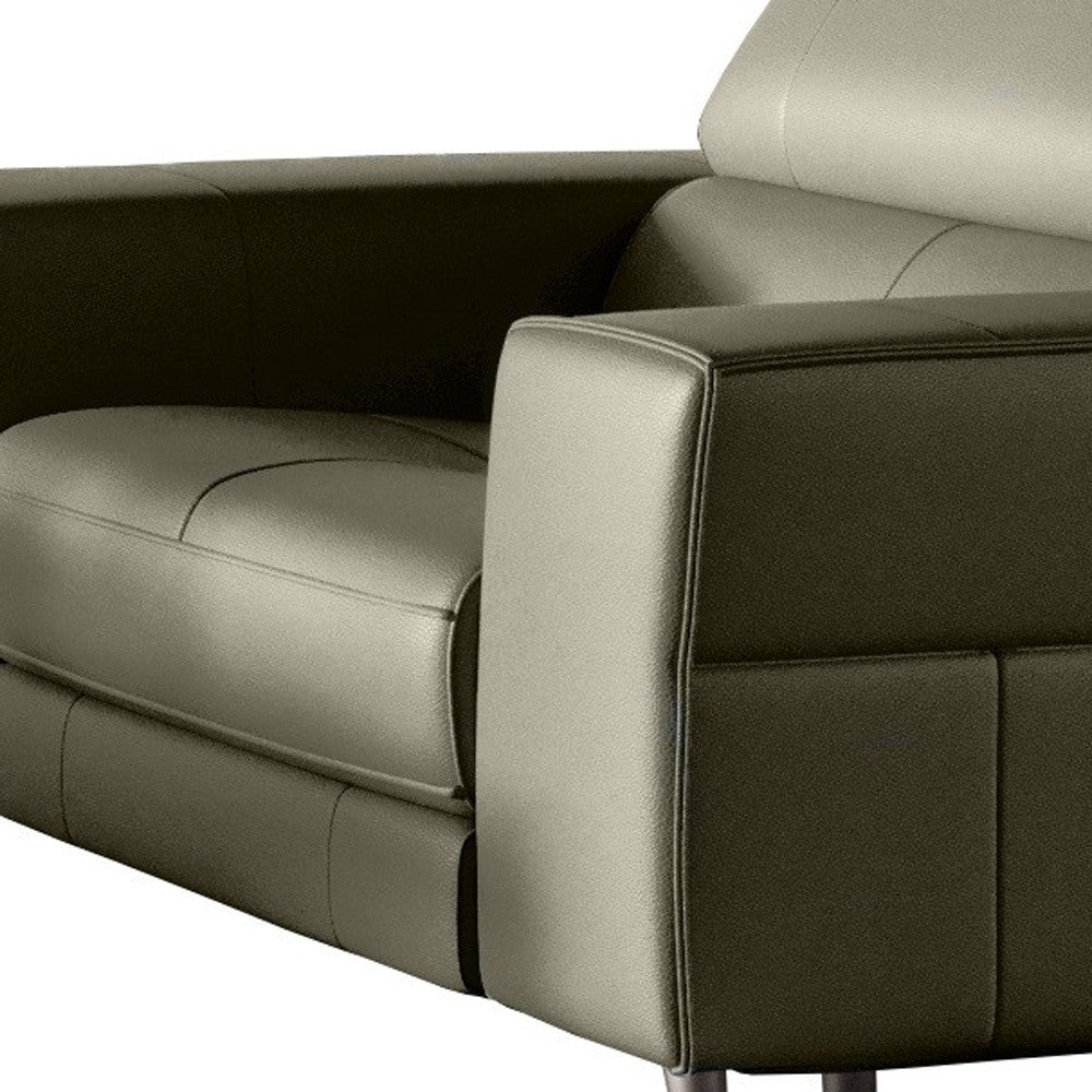 41" Dark Grey Genuine Leather Power Recliner