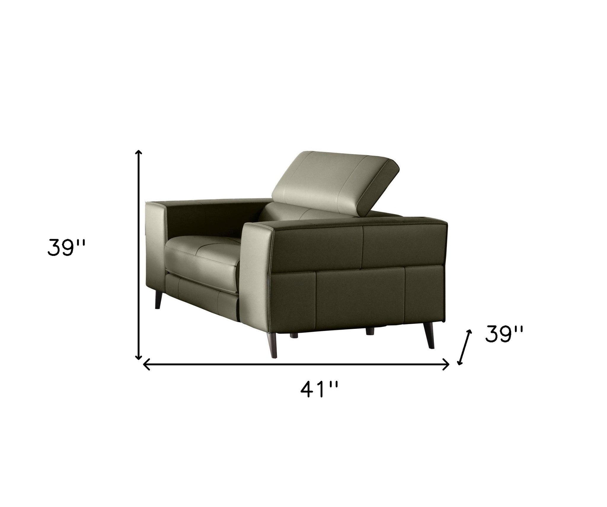 41" Dark Grey Genuine Leather Power Recliner