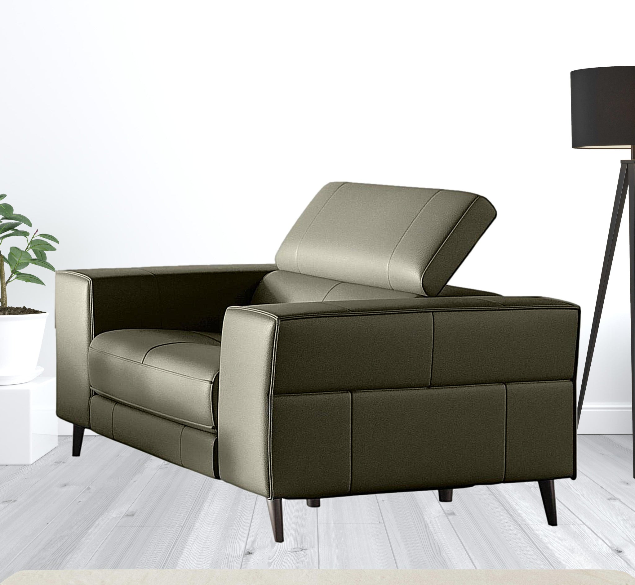 41" Dark Grey Genuine Leather Power Recliner