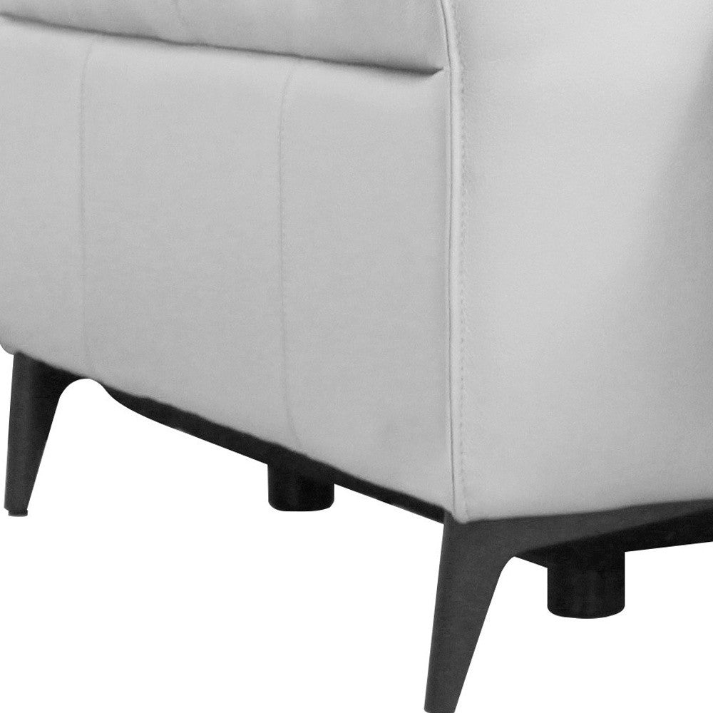41" White Genuine Leather Power Recliner