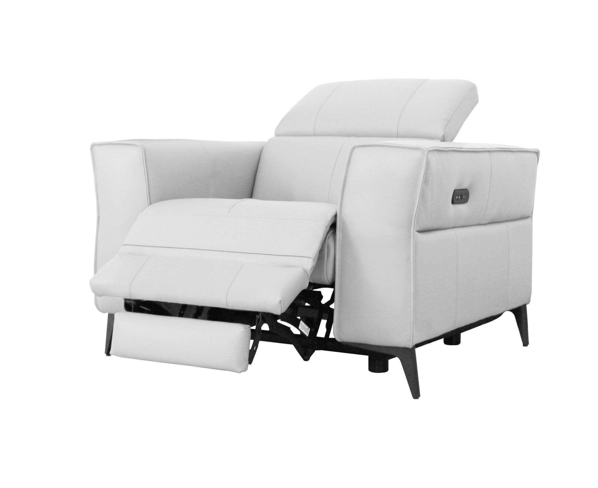 41" White Genuine Leather Power Recliner