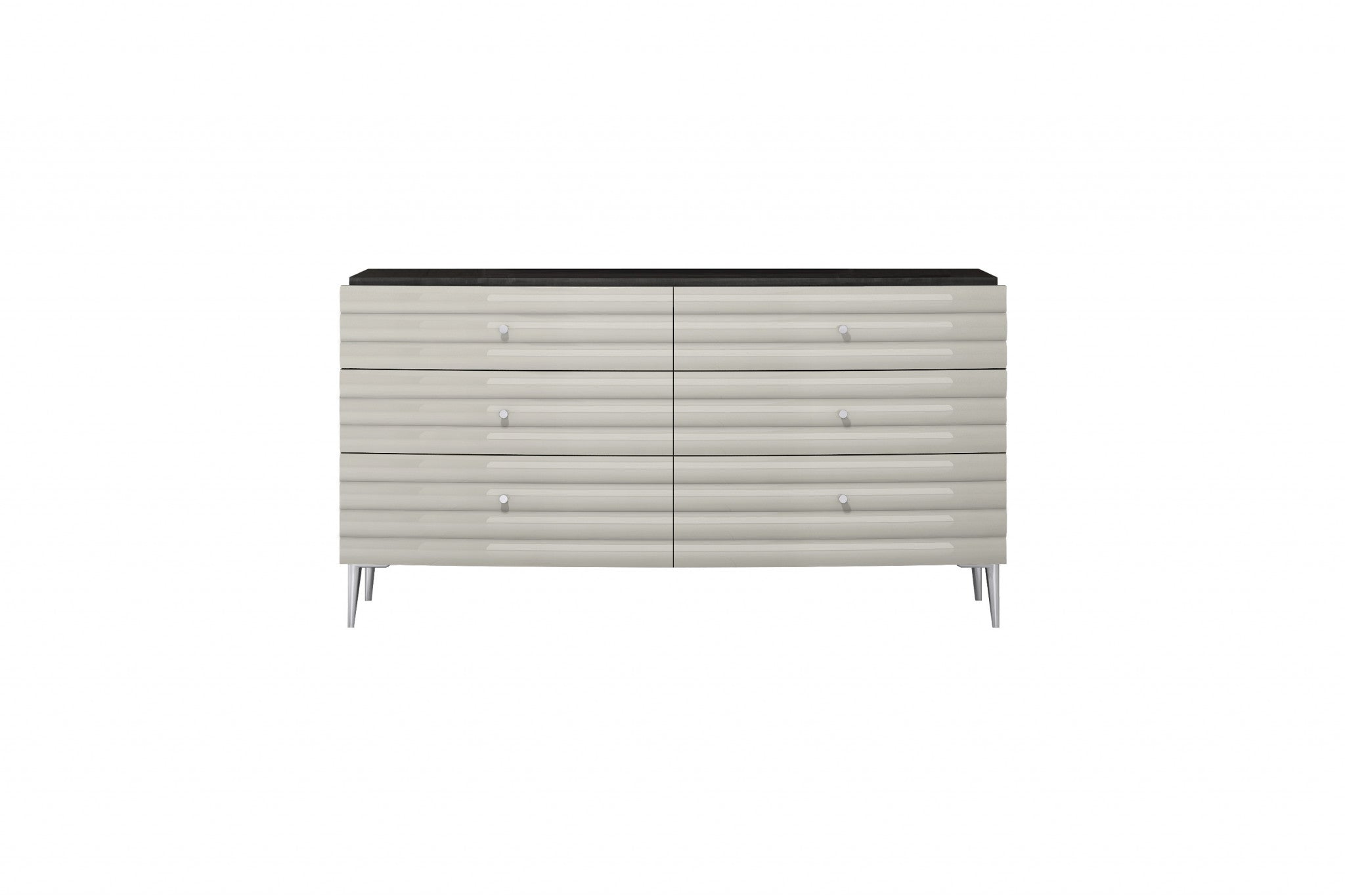 62" Grey Manufactured Wood Six Drawer Double Dresser