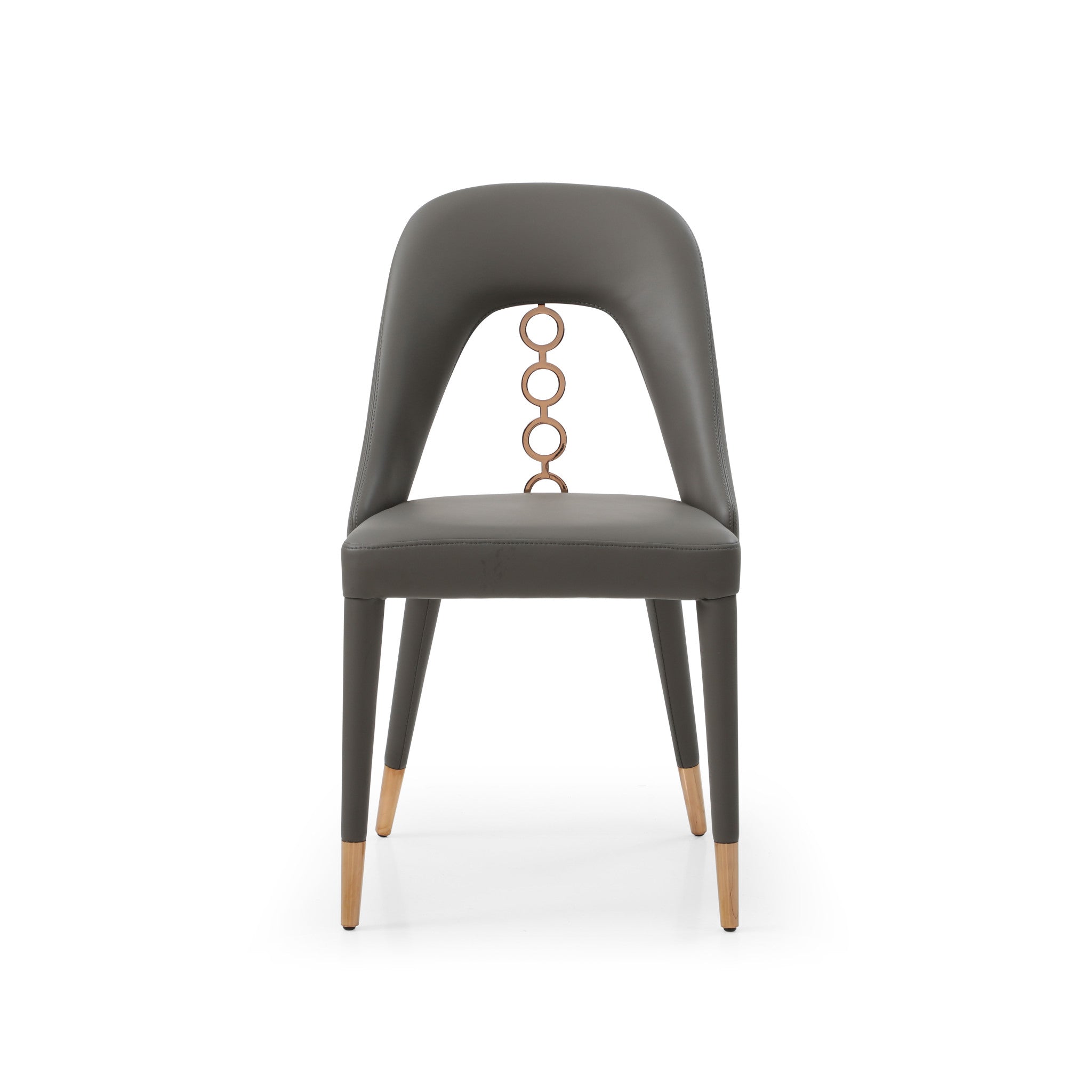Set of Two Gray Upholstered Faux Leather Dining Side Chairs
