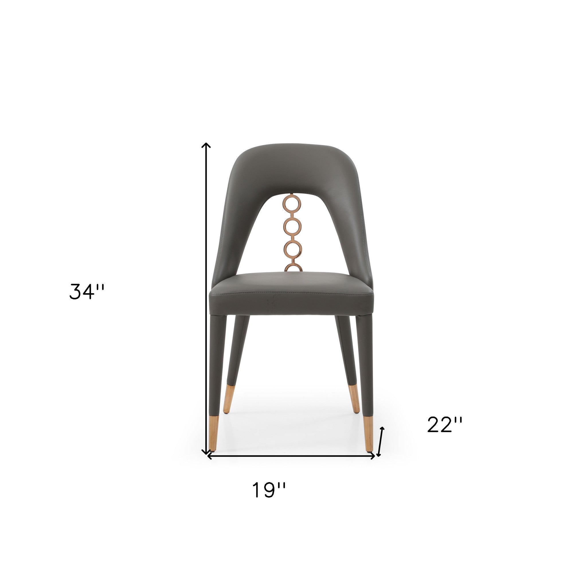 Set of Two Gray Upholstered Faux Leather Dining Side Chairs
