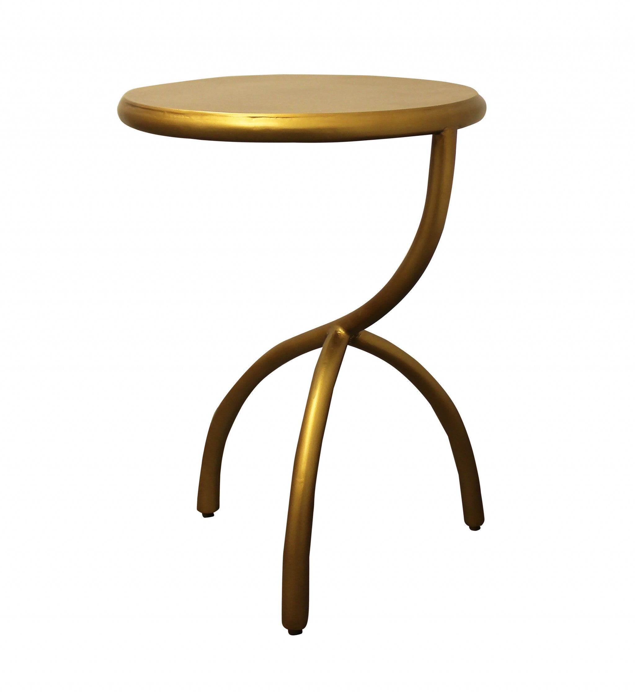 20" Antique Brass Iron Round End Table