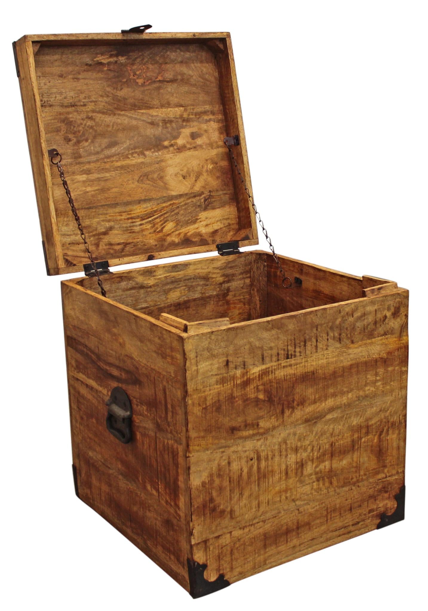 20" Natural Brown Solid Wood Square End Table