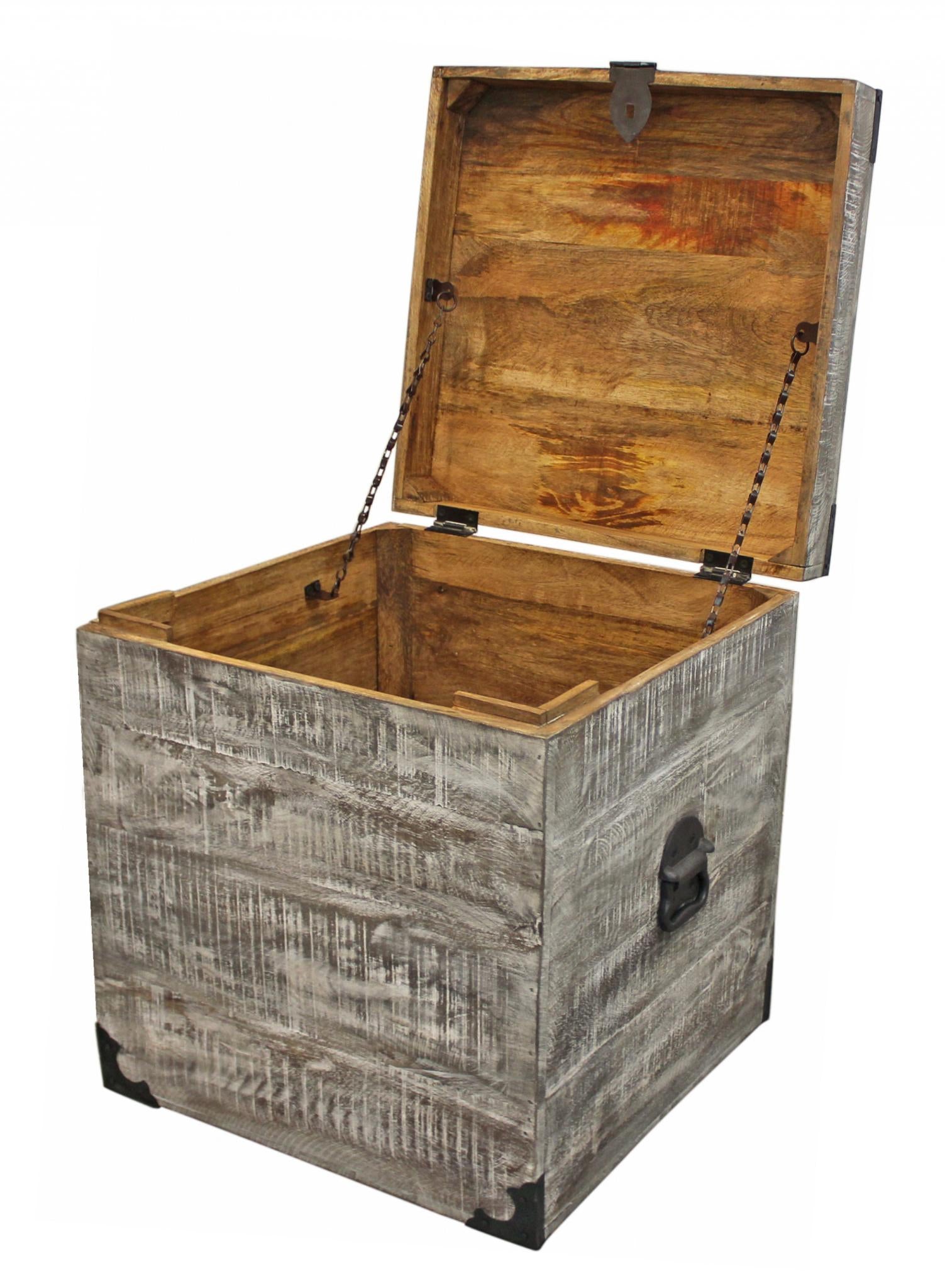 20" Gray Solid Wood Square End Table