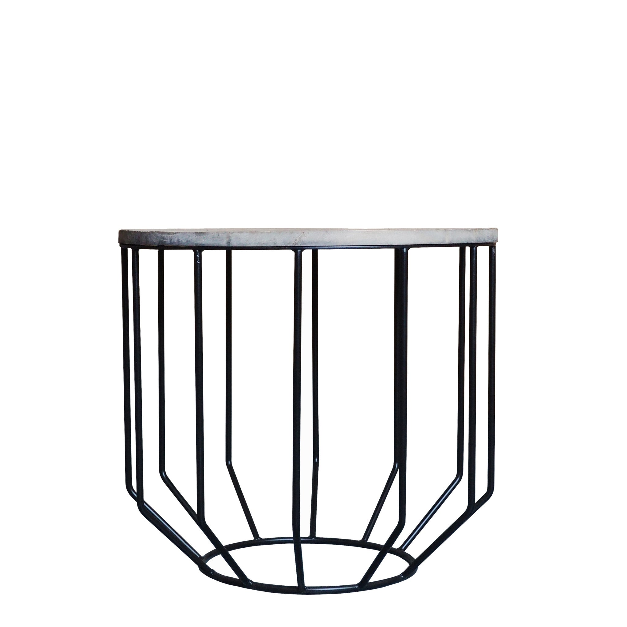 20" Black And Brown Solid Wood And Iron Round End Table