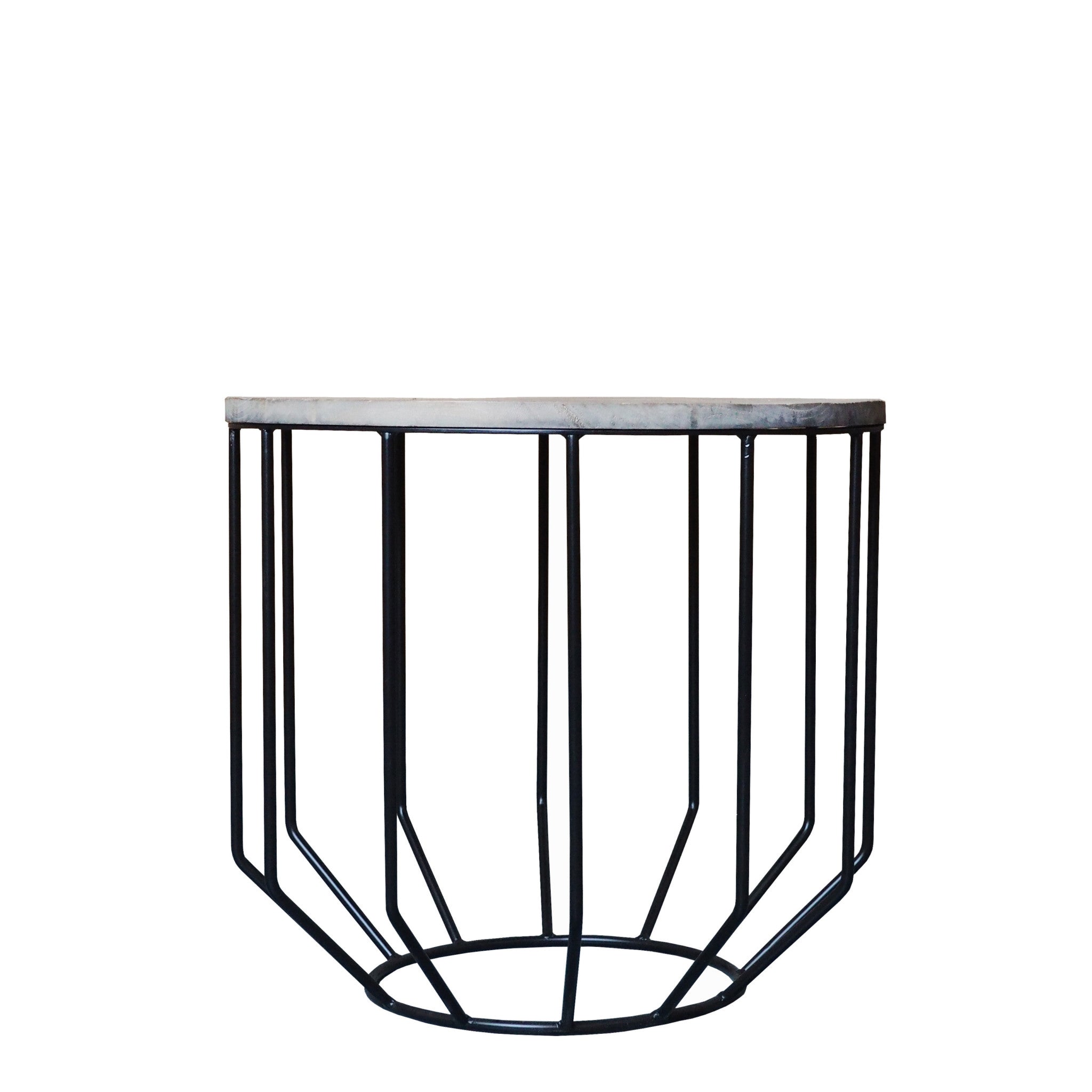 20" Black And Brown Solid Wood And Iron Round End Table