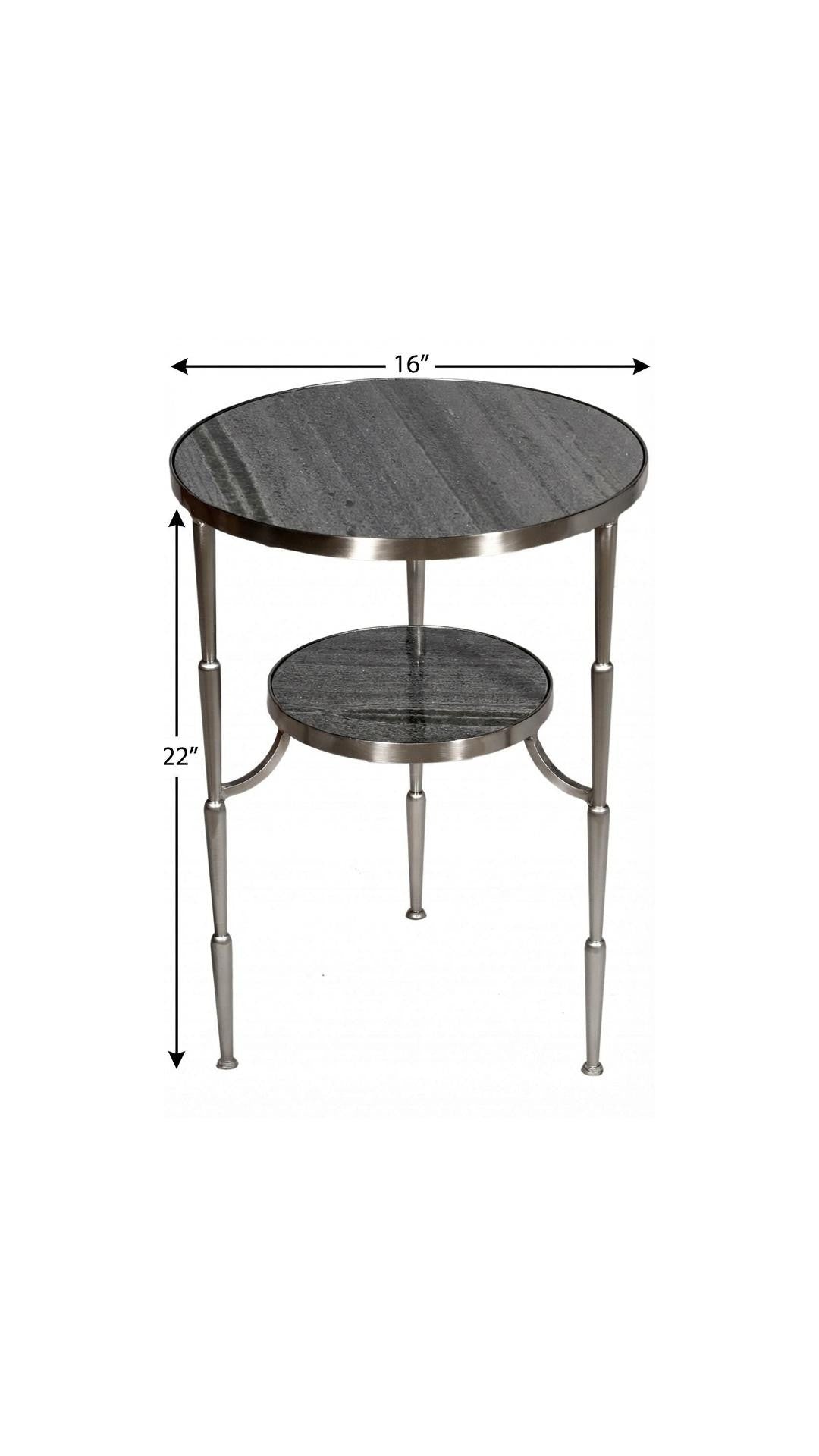 22" Nickel Marble And Iron Round End Table