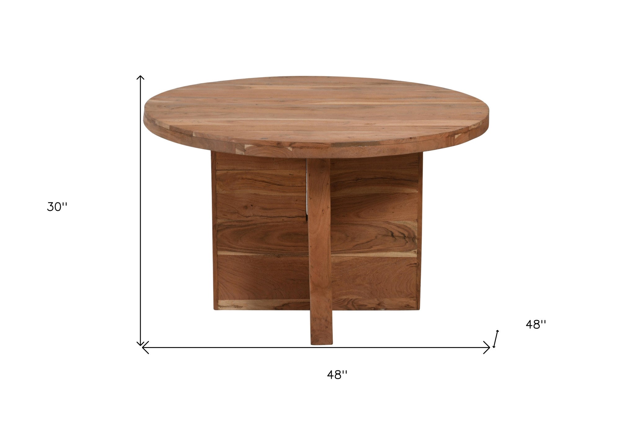 48" Natural Rounded Solid Wood Dining Table