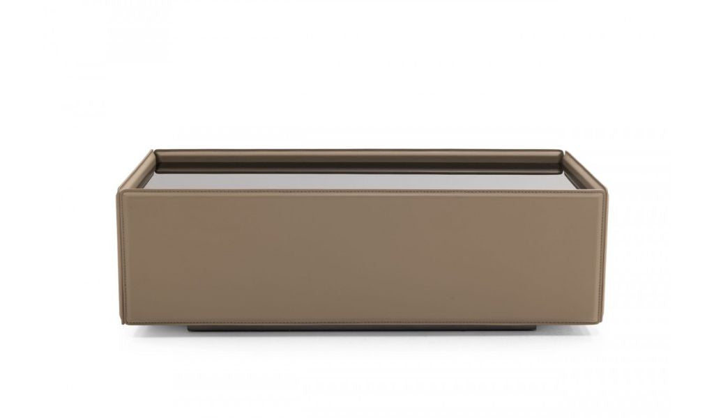 44" Black and Beige Glass And Wood Block Coffee Table