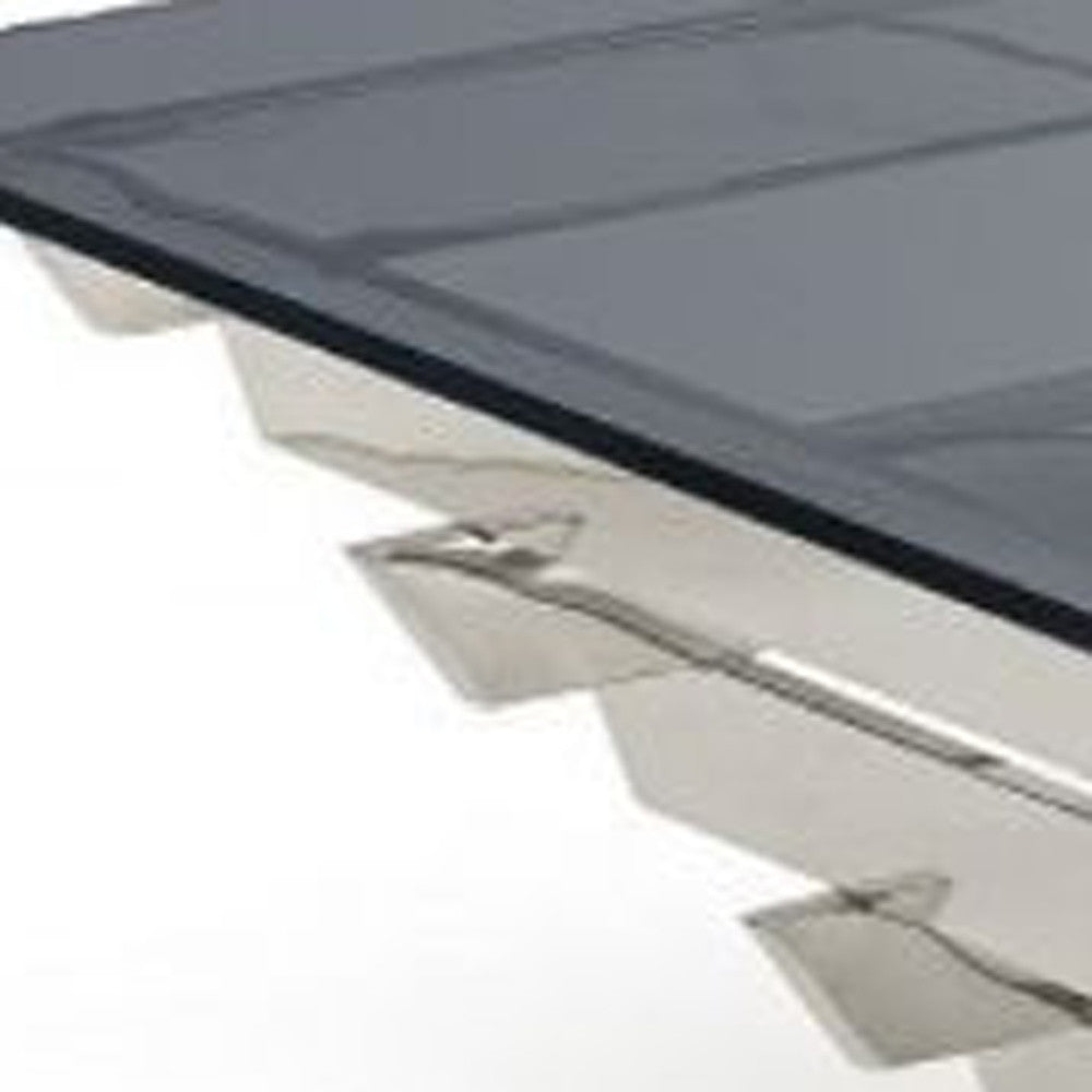 39" Gray and Silver Glass And Stainless Steel Square Frame Coffee Table