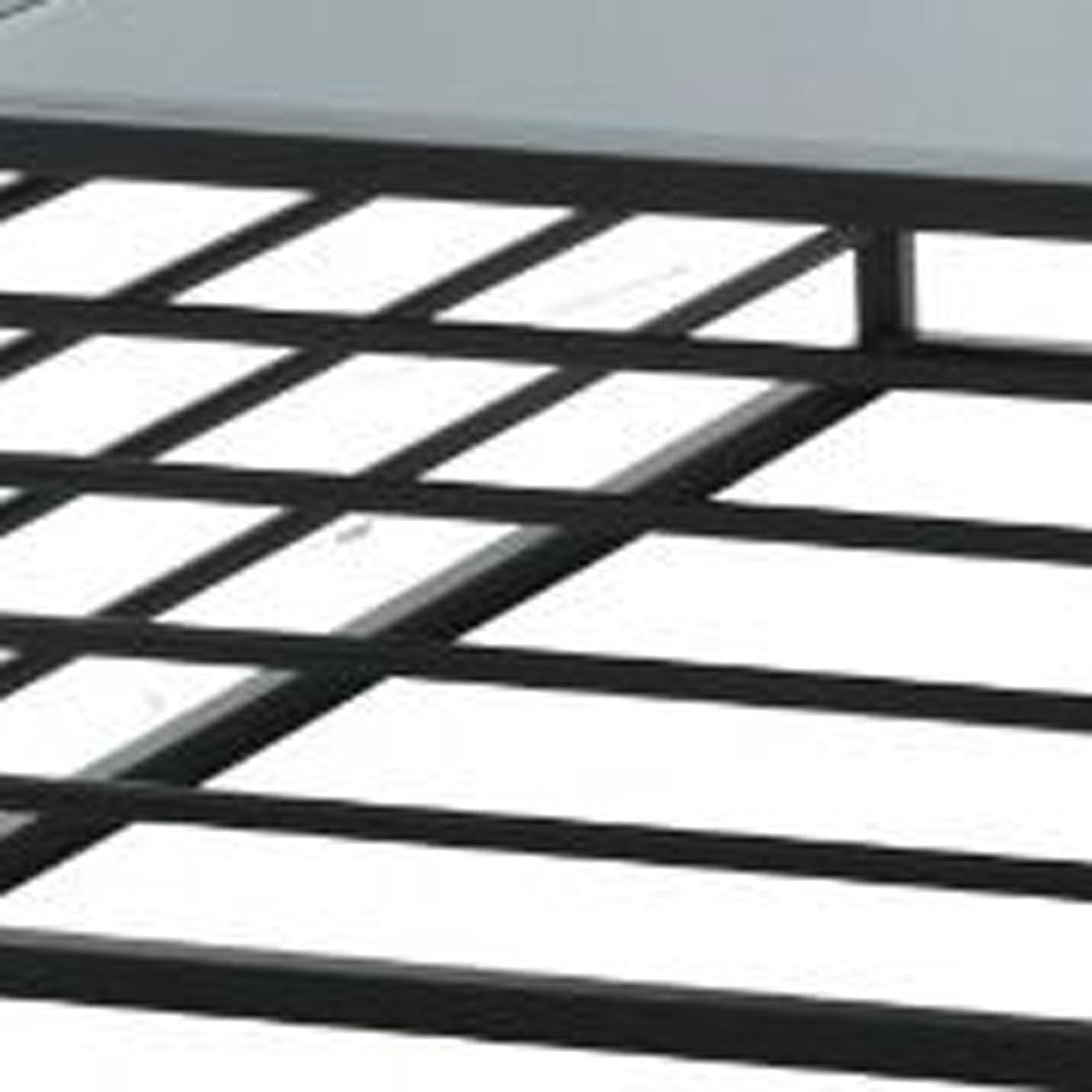 43" Gray and Black Glass And Steel Square Frame Coffee Table