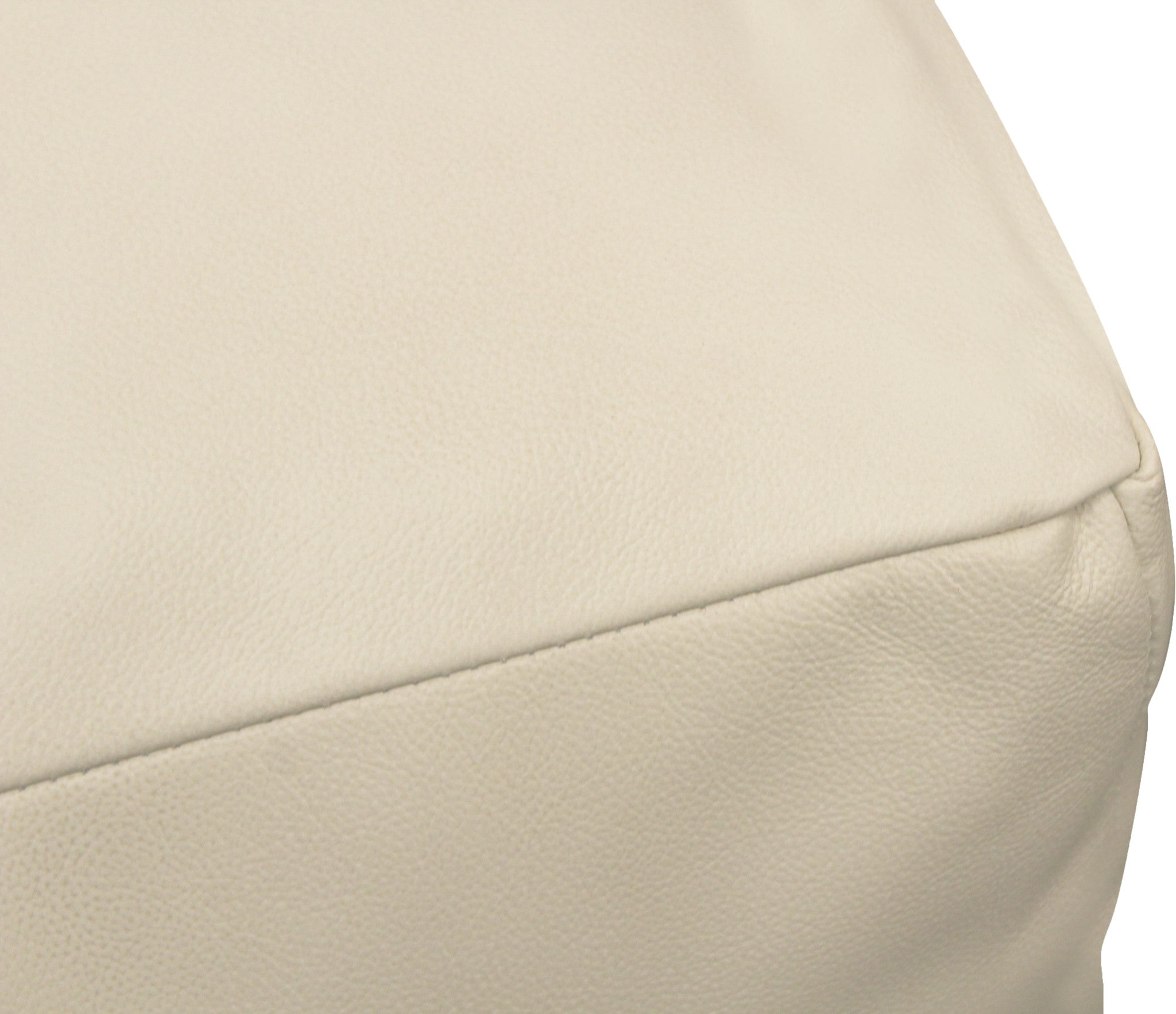 22" Ivory Leather Pouf Ottoman