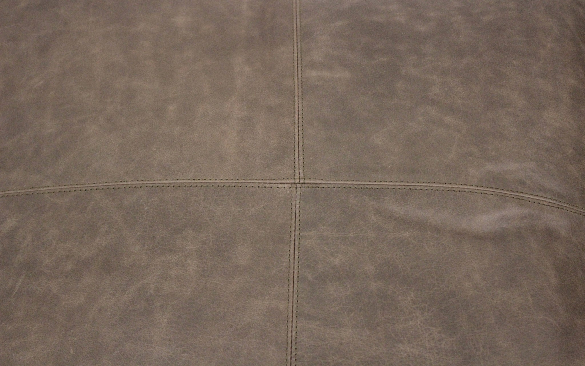 22" Gray Brown Distressed Leather Pouf Ottoman