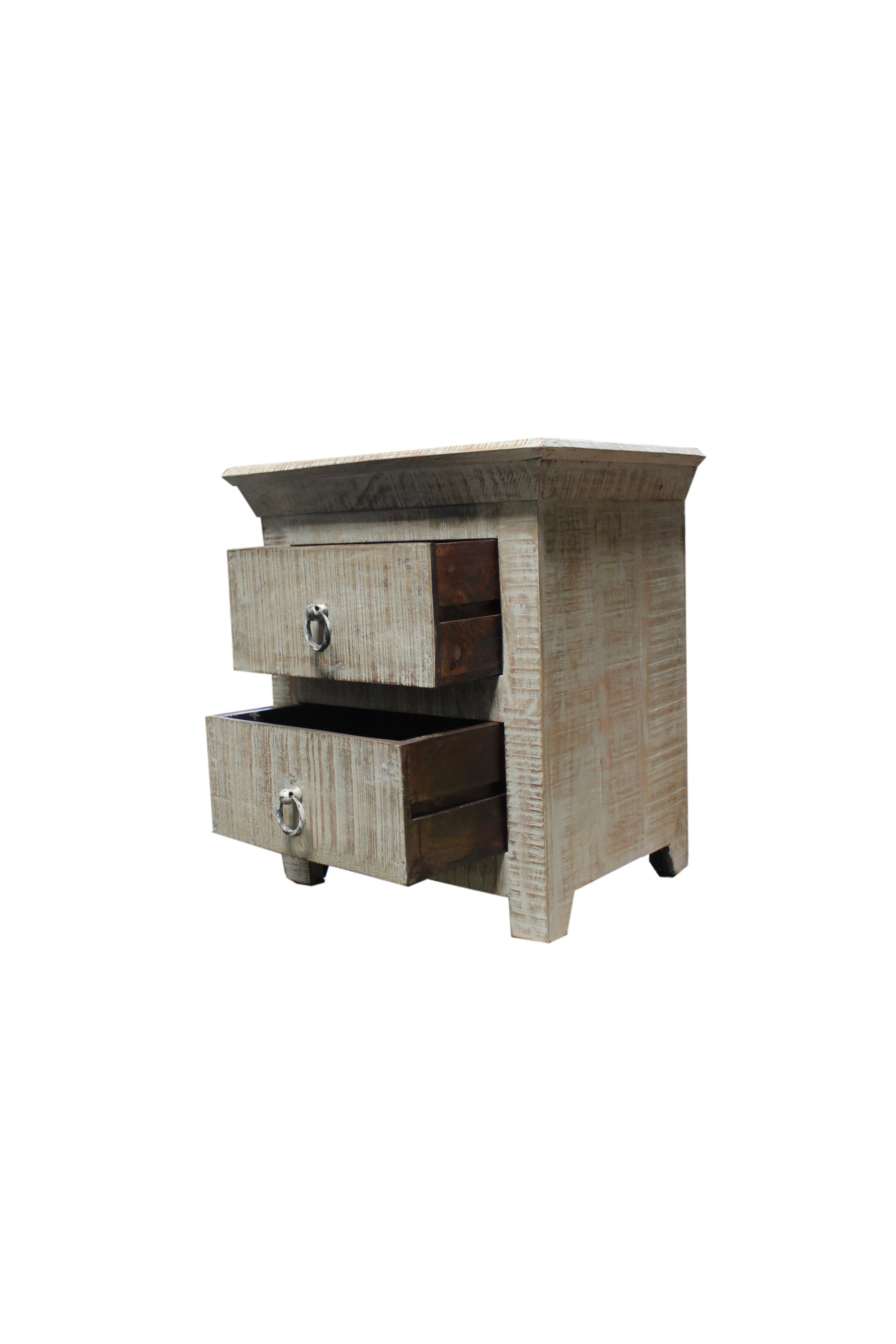 24" Gray Solid Wood Two Drawer Nightstand