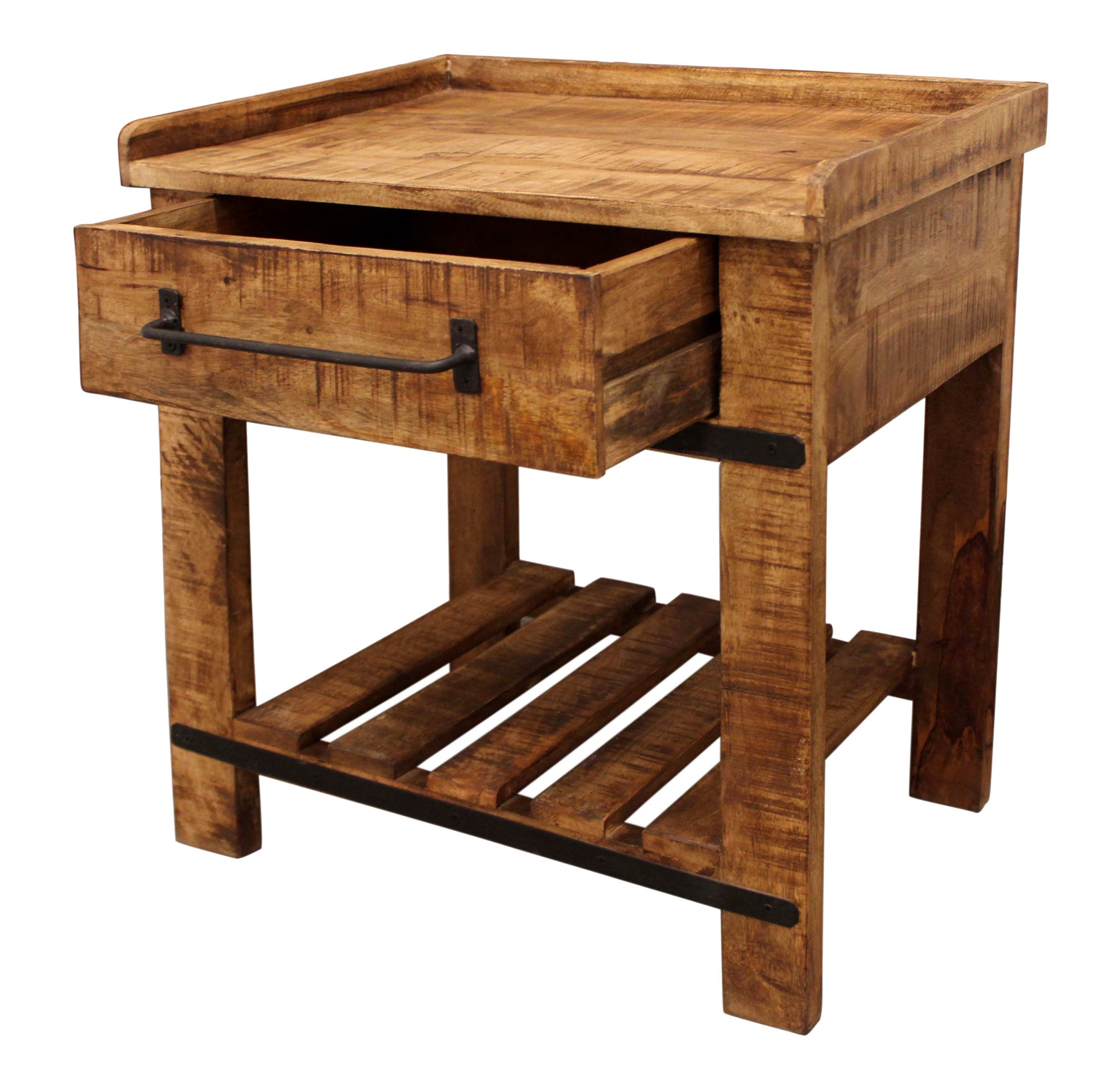 29" Natural Solid Wood One Drawer Nightstand